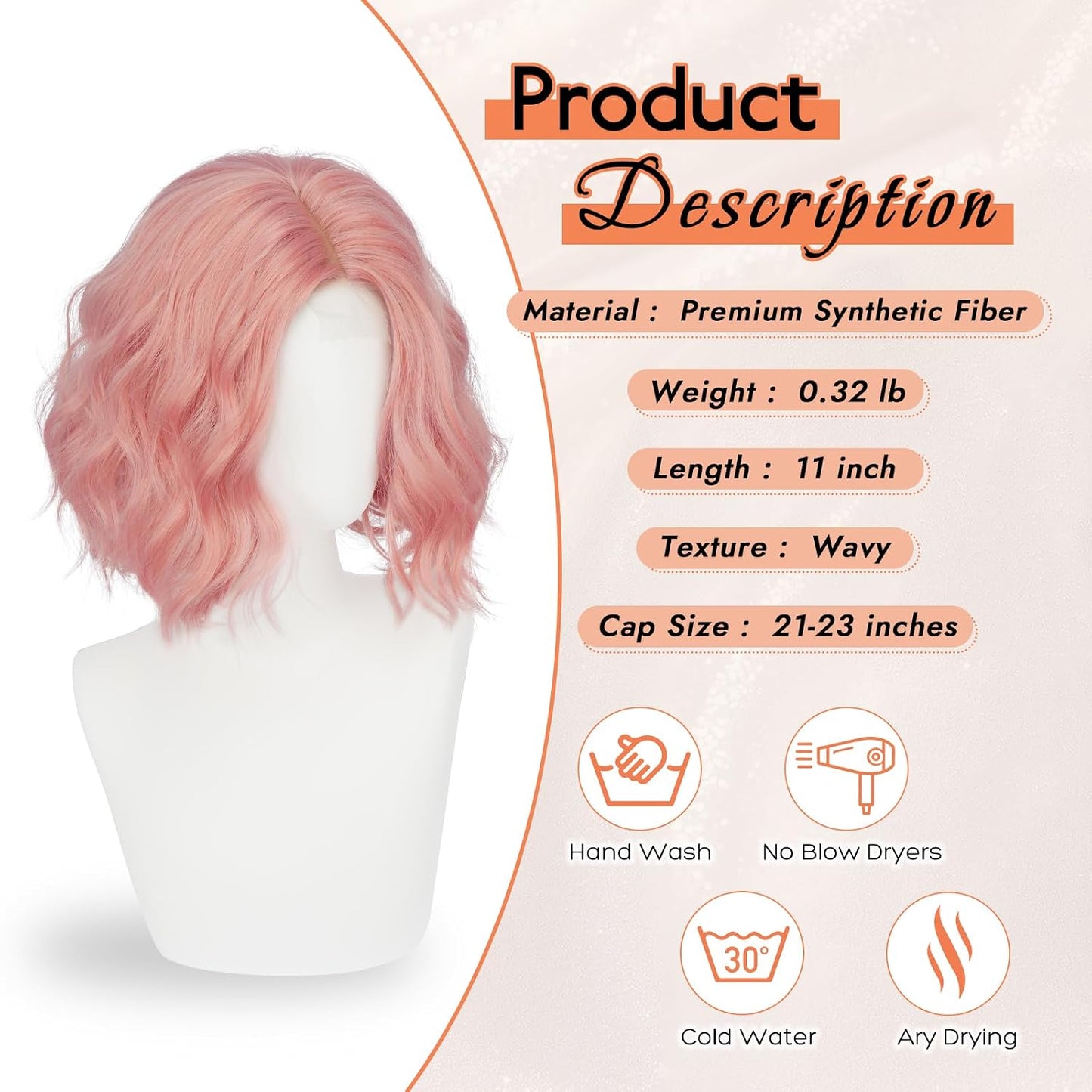 Blonde Bob Wig for Women - Lace Front Short Soft Wavy Curly Synthetic Hair | 11 Inch Natural Look