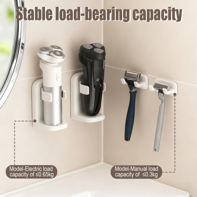 mioluo 2pcs Razor Holder for Shower, Self-Adhesive Shower Razors Holder Removable No Drilling Holes Blade Razor Holder Hook for Shower,White