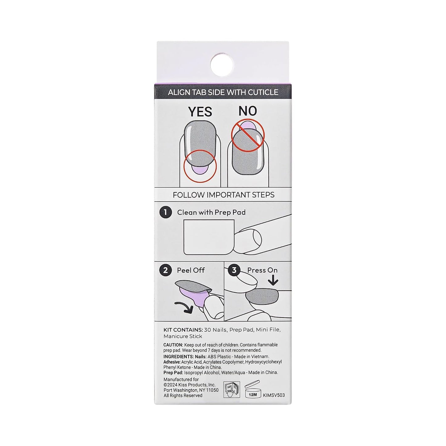 Kiss Impress No Glue Mani Press-On Nails - Evanesce Design, Beige, Short Oval Shape | 30 Nails, Prep Pad & Accessories