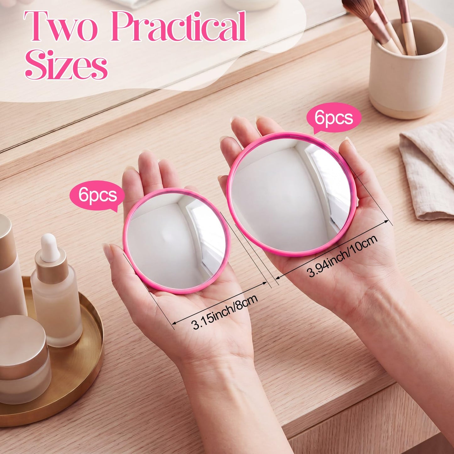 Chumia 12 Pcs Convex Mirror Bulk Handheld 2.95" 3.75" Travel Selfie Small Round Convex Mirror Makeup Touch Back to School for Phone Photos Selfies Outdoor