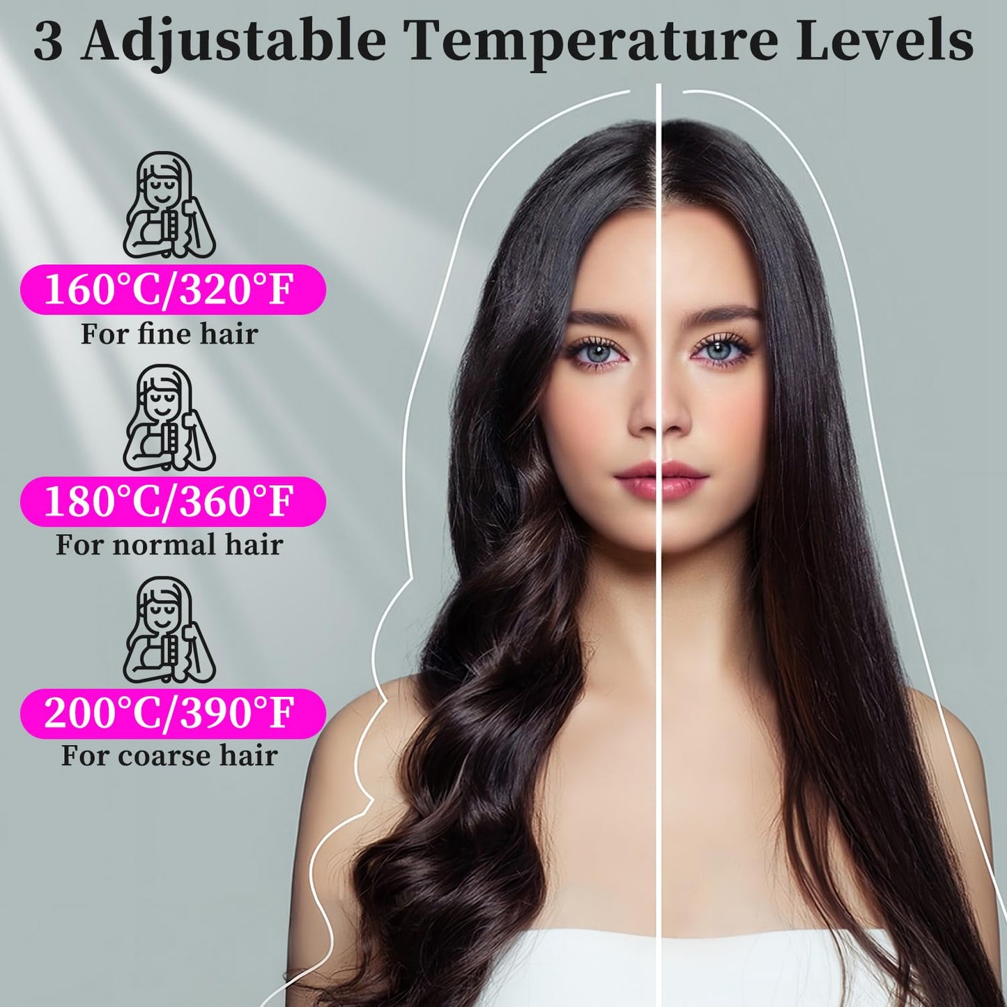 Go Brush Pro,2026 New Cordless Straight Hair Brush, Portable Scald-Proof mini Straight Hair Comb with Three Temperature Settings and LED Display Screen, Quickly Heating Travel Hair Brush (light black)