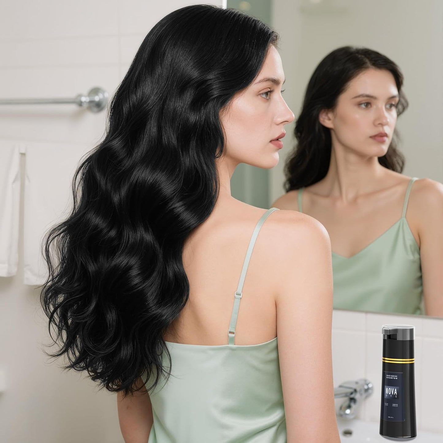 Natural Black Hair Dye Shampoo - 3 in 1 Herbal Formula for Men & Women | Grey Hair Coverage