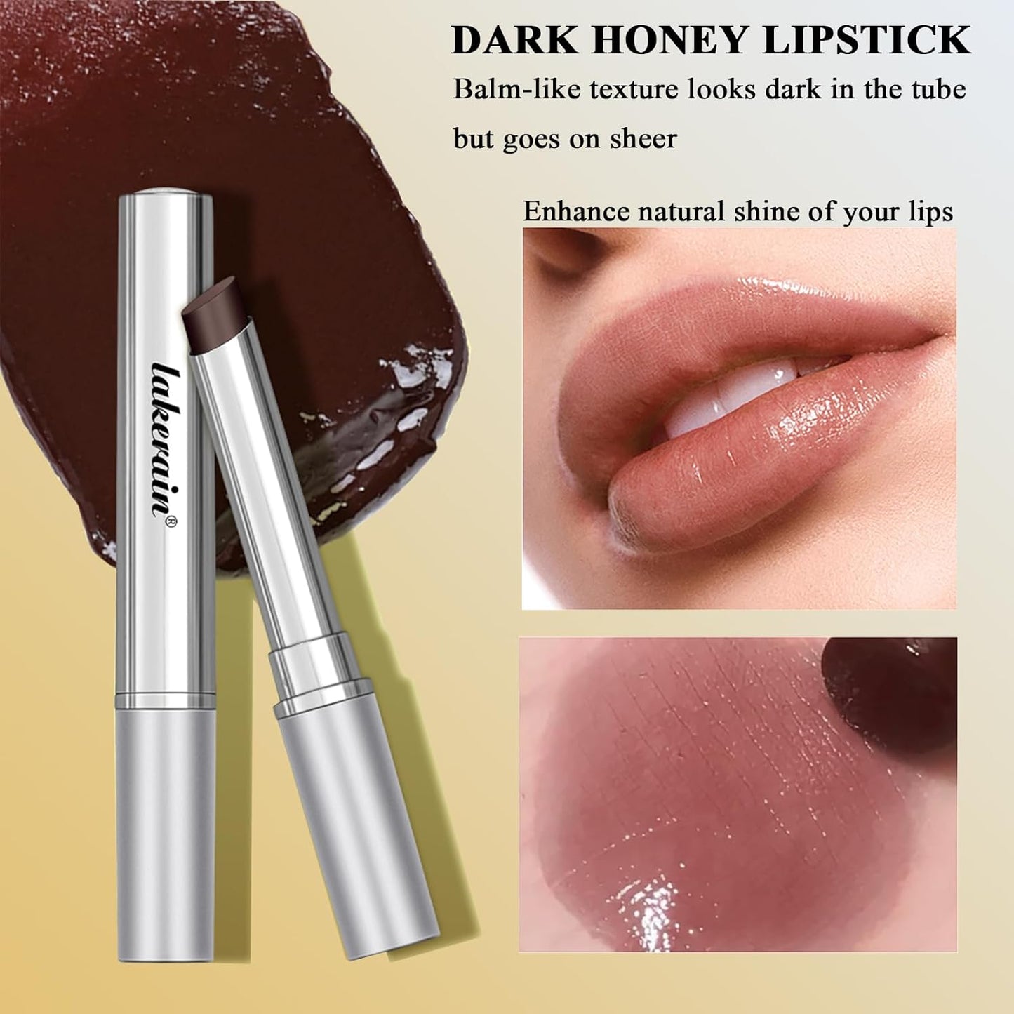 Honey Lipstick - Tinted Hydrating Lip Balm with Sheer Formula | Natural Glossy Finish (1 PC Black)