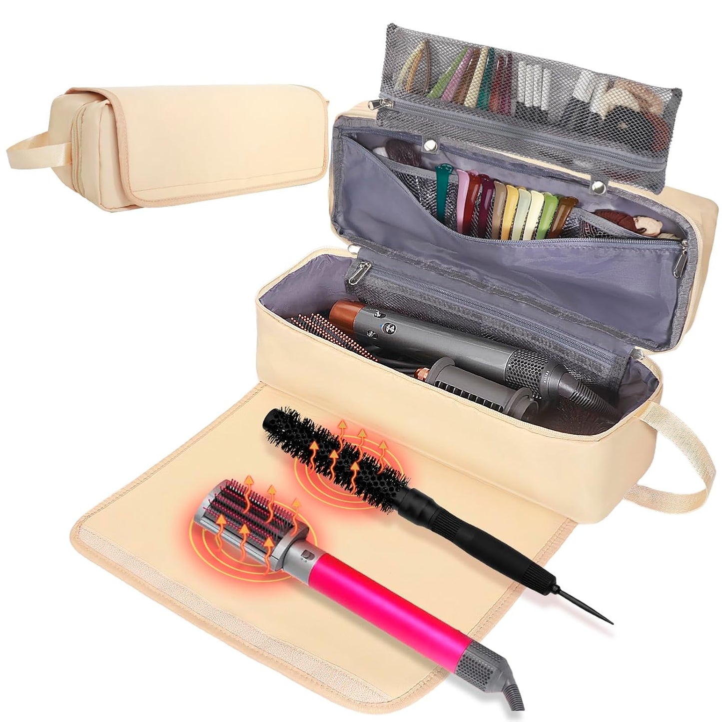 Portable Hair Tools Travel Bag - Heat Resistant Pad for Straighteners & Curling Irons | Essential Storage for Women