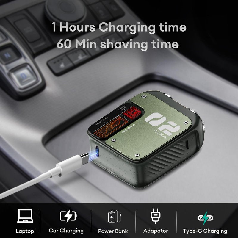 PAXA Mini Electric Shaver for Men,9000Rpm Electric Razor for Men,Magnetic Dual-Head Rotary Pocket Shaver IPX7 Waterproof Wet & Dry for Shaving Face,USB-C Rechargeable for Home,Car,Travel(Green)