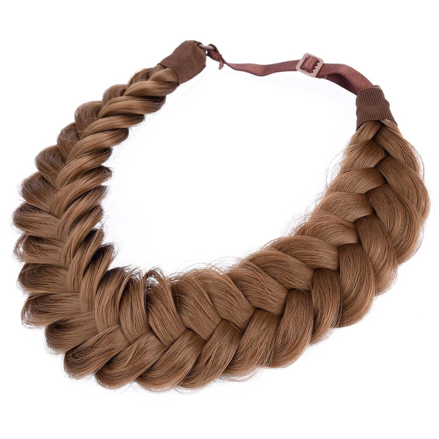Messy Wide 2-Strand Synthetic Hair Braided Headband - Chocolate Toast | Stylish Hairpiece for Women & Girls