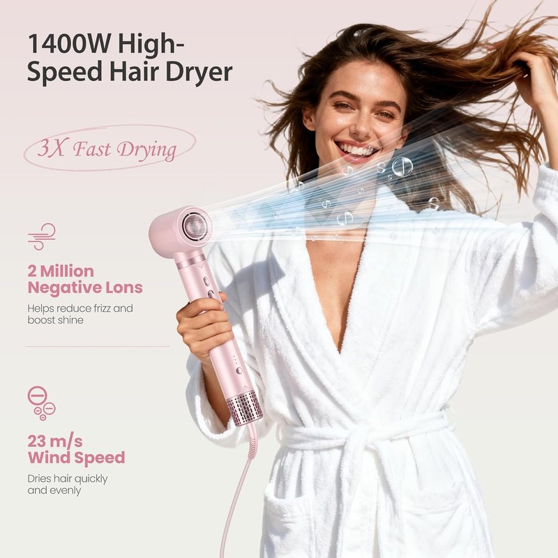 8-in-1 Hair Styler & Dryer Brush Set - Ionic Blow Dryer with Curlers | Fast Drying, No Heat Damage