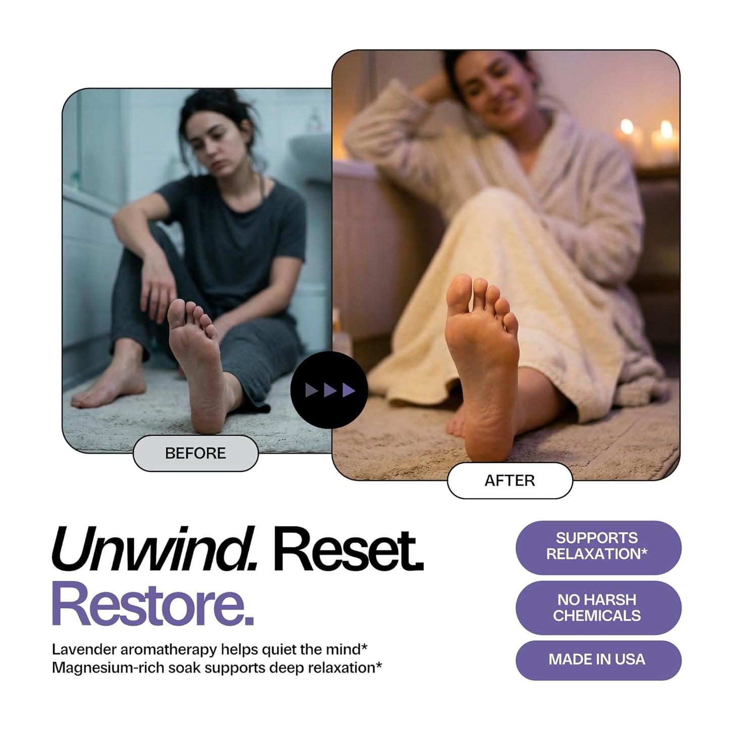 Lavender Foot Soak - Epsom Salt Relaxation & Aromatherapy | Soothes Tired Feet & Softens Skin - 1lb Made in USA