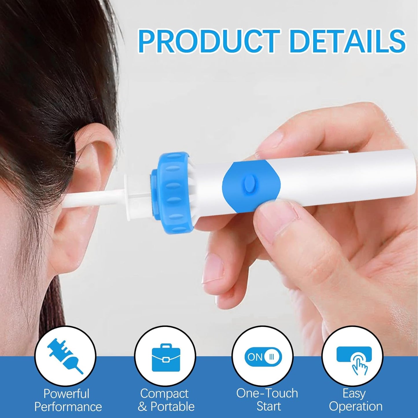 Electric Ear Wax Removal Tool - Vibration Suction & Soft Silicone Tips | Portable Case Included