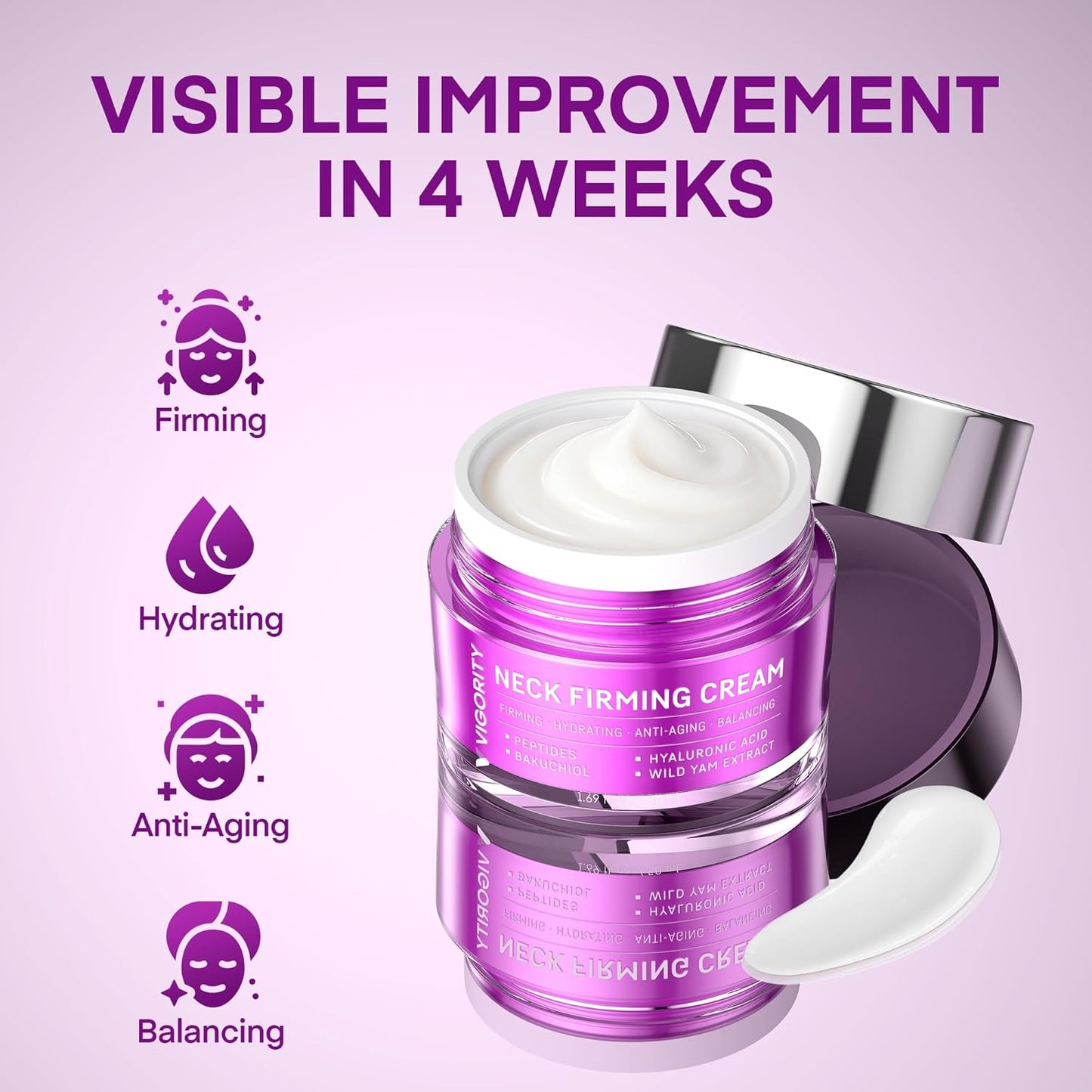Crepey Neck Firming Cream - Hydrating Peptide & Bakuchiol Moisturizer for Wrinkles | 1.69 fl oz