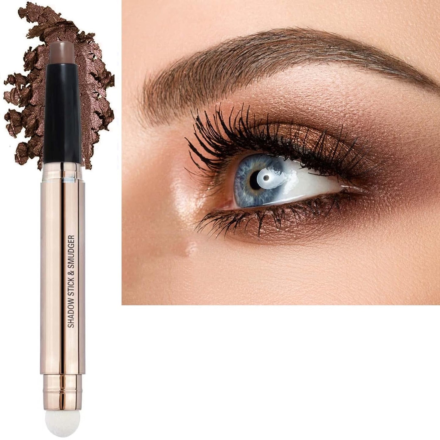 Light Gold Eyeshadow Stick - Waterproof Hypoallergenic Crayon Makeup | Long-Lasting Shimmer with Soft Brush
