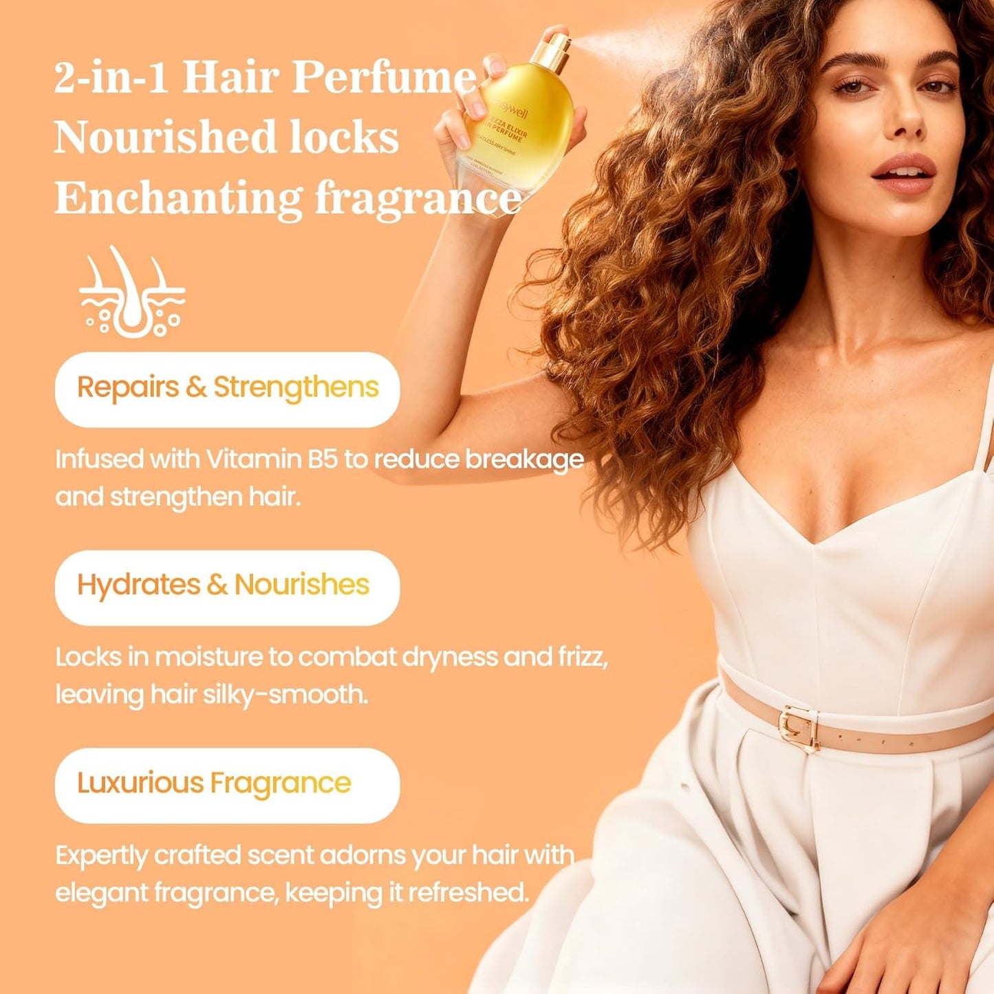 Hair Perfume Spray for Women - Leave-In Conditioner with Vitamin B5 | Floral Scent, 2.5 Fl Oz
