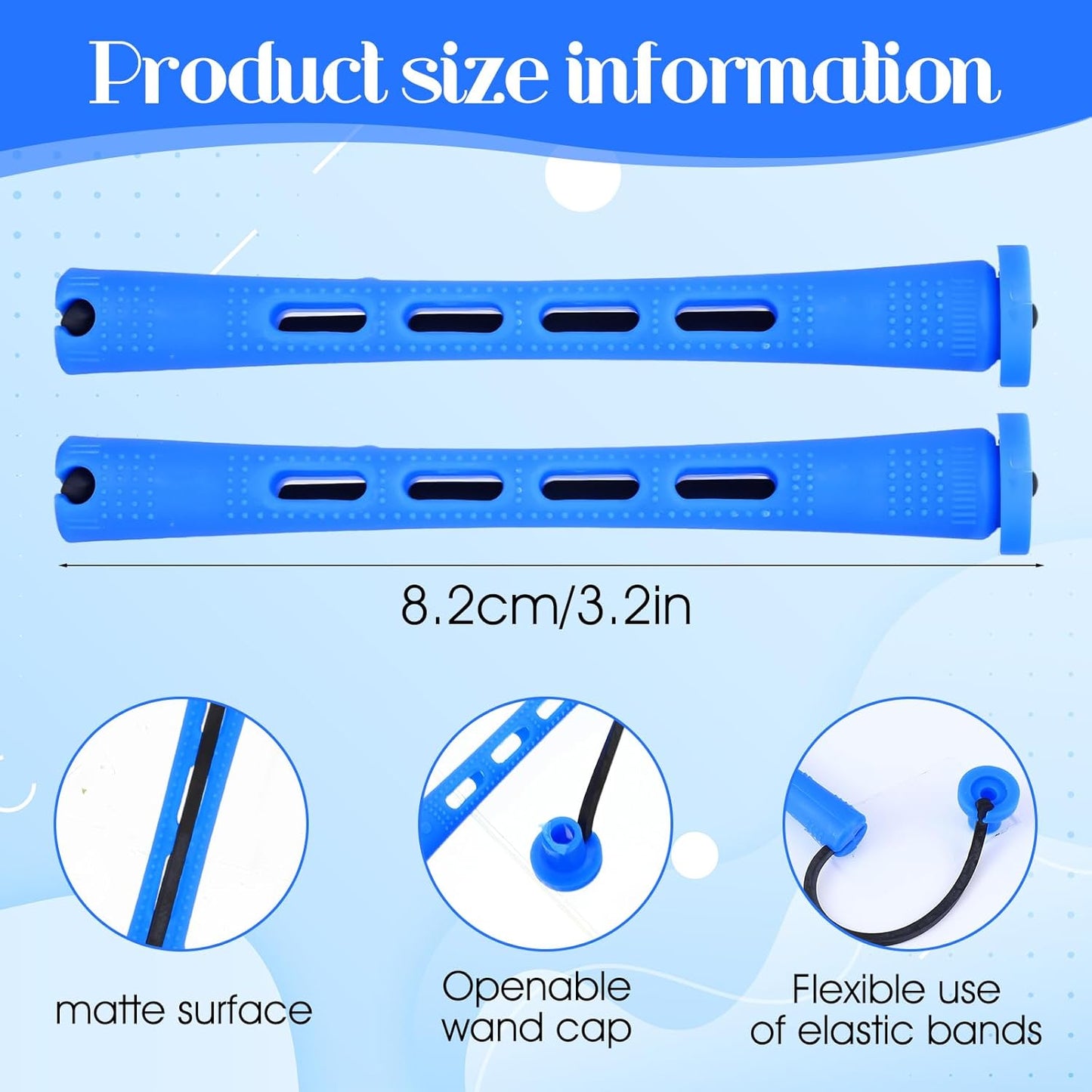 20 Pcs Perm Rods - Medium Curling Rods for Short Hair | Heatless Cold Wave Rollers (0.35 Inches, Blue)
