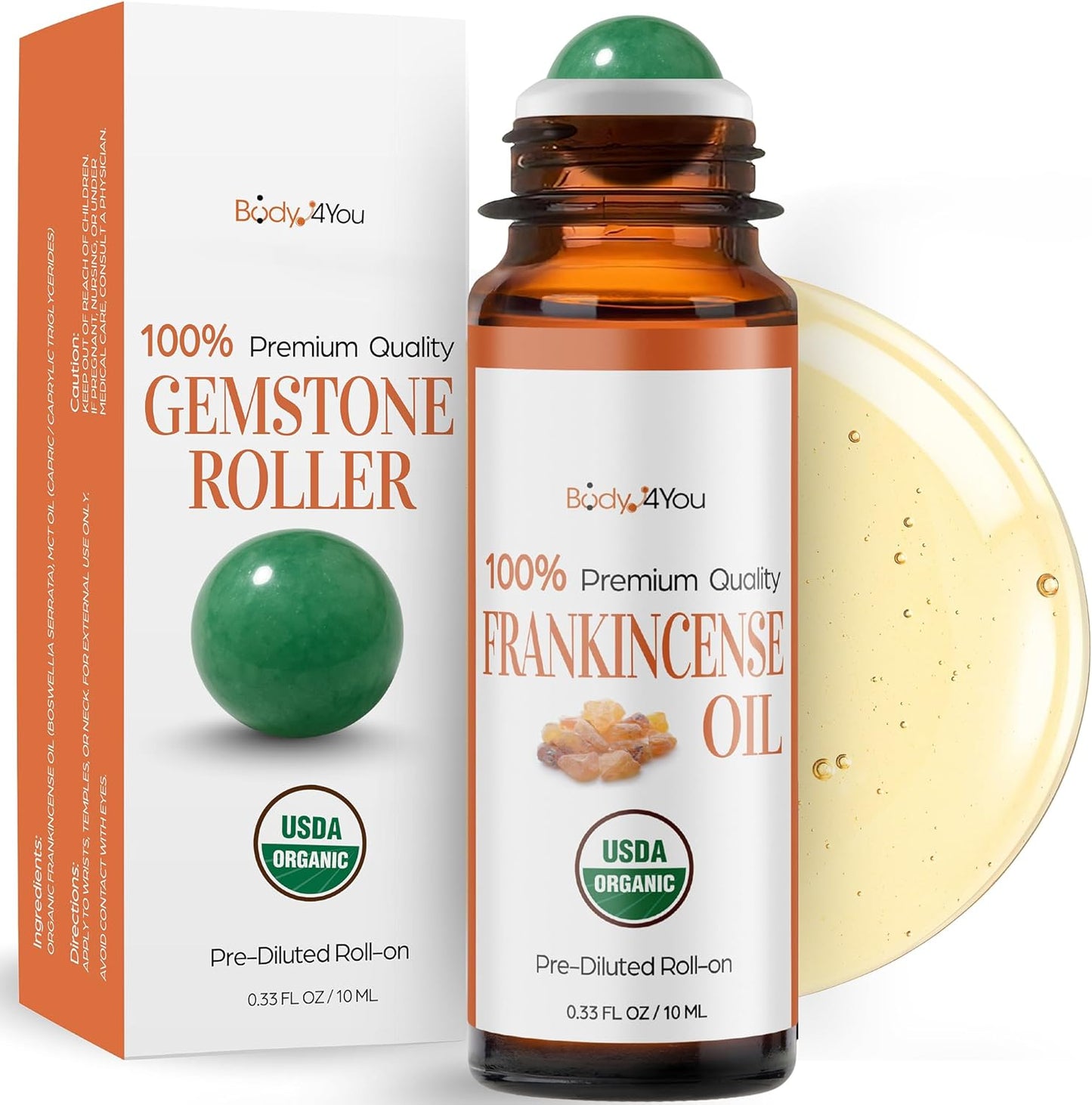 Castor Oil & Frankincense Essential Oil Roll-On | 100% Pure Organic Serum for Dark Circles & Fine Lines - 10ml Travel Size