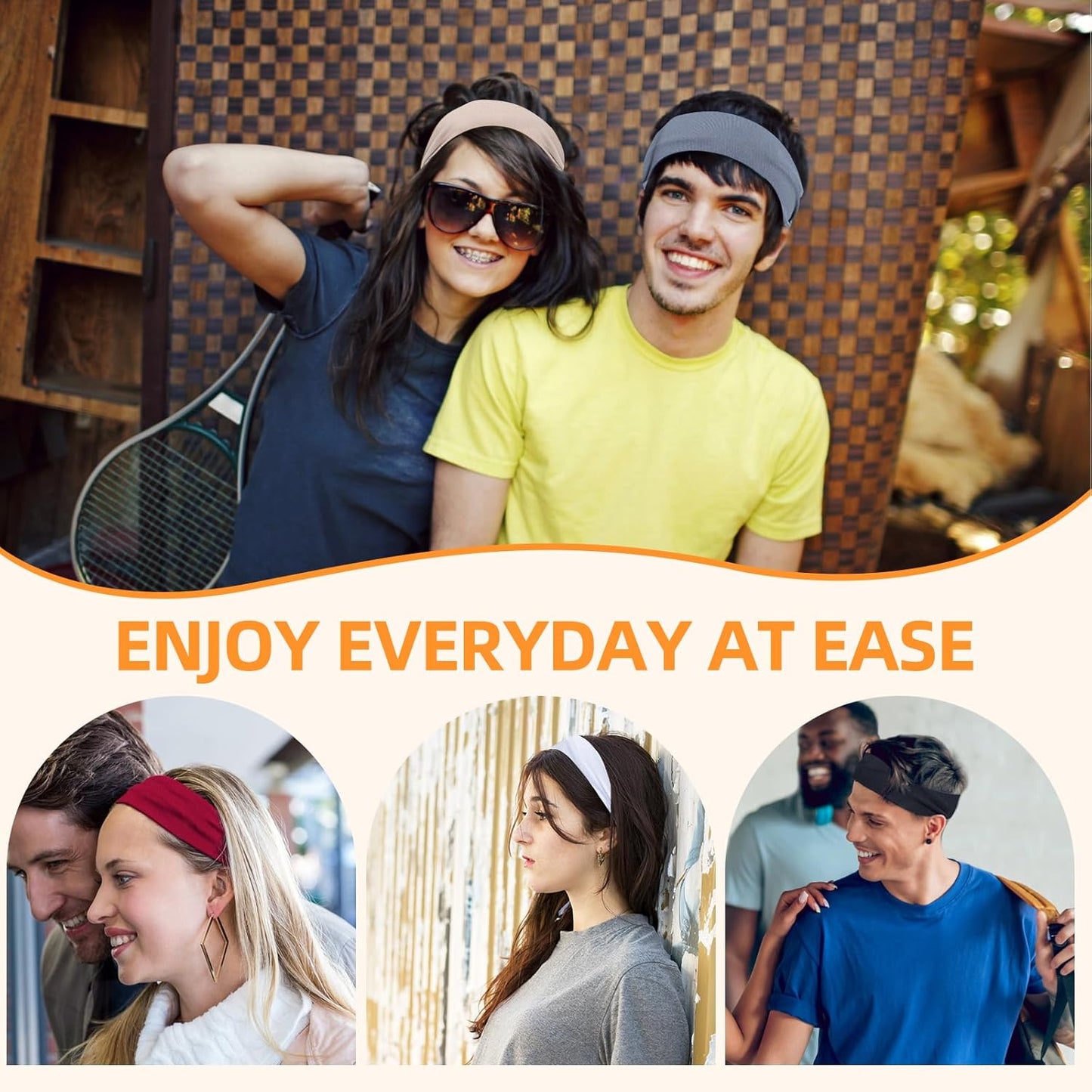 Non-Slip Sports Headbands - 8PCS Elastic Running Bands for Men & Women | Soft, Sweat-Absorbent Design