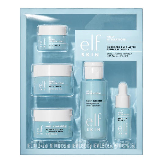 e.l.f. SKIN Holy Hydration! Hydrated Ever After Skincare Mini Kit, Cleanser, Makeup Remover, Moisturizer & Eye Cream For Hydrating Skin, Airplane-Friendly Sizes