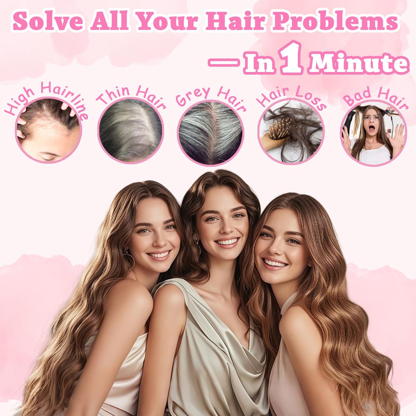 OOPPOO Hair Toppers for Women, 20 Inch Hand Tied Breathable Toppers Hair pieces for Women with Thinning Crown Curtain Bangs Mix Human Hair Clip in Curly Lightweight Wiglets(Chestnu Brown)