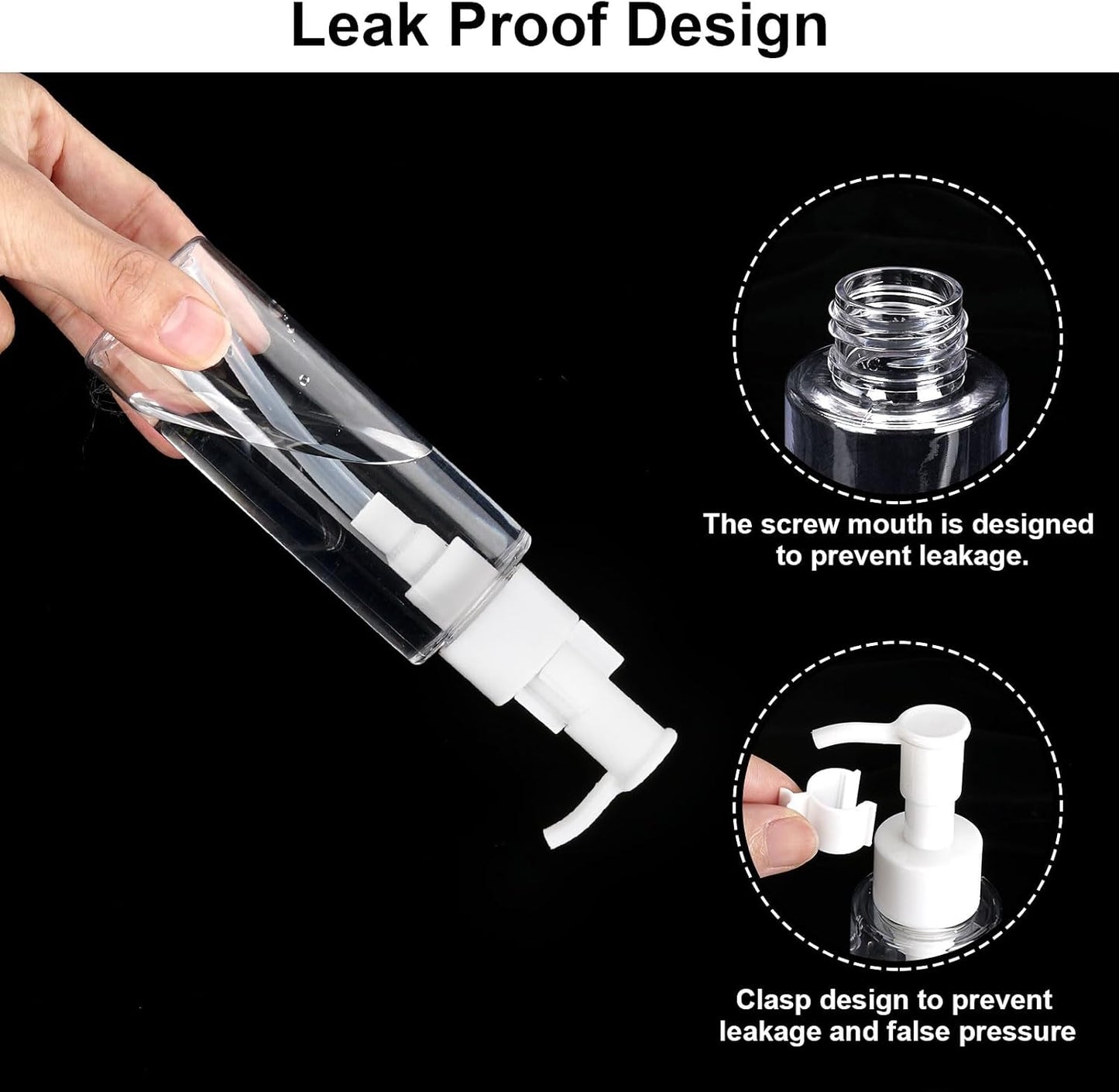Empty Plastic Pump Bottles - TSA Approved 3.4oz Refillable Dispenser | 4 Pack Clear Lotion Containers for Shampoo & Cleansing Oil