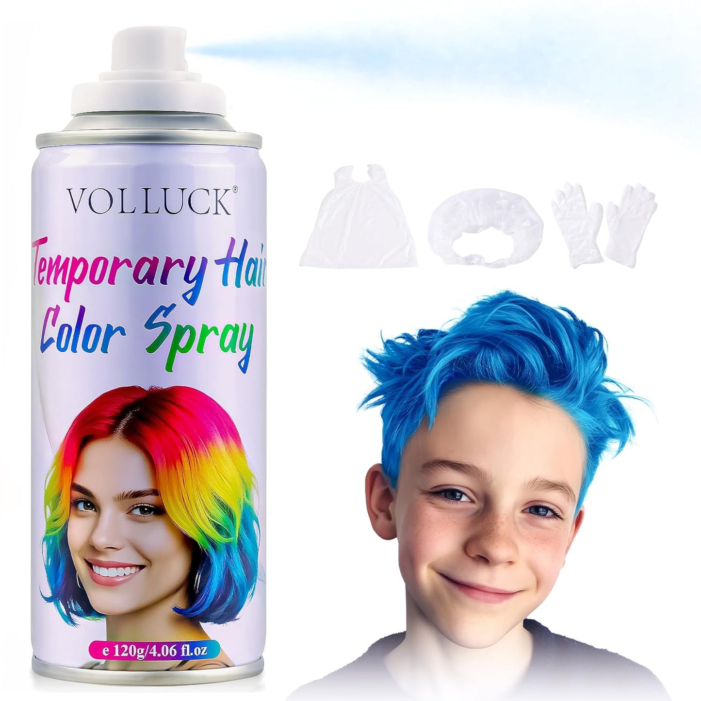 Temporary Blue Hair Spray - 1-Day Hair Color for Kids & Adults | Fast-Drying, Non-Sticky, Washable 4.06 Fl Oz