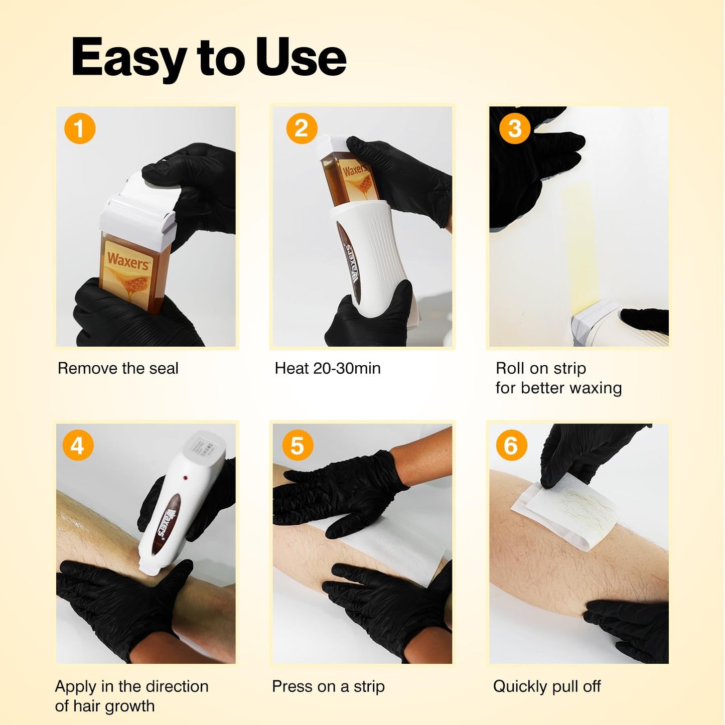 Waxers Roll on Wax Kit for Hair Removal Honey at Home Waxing Kit for Women & Men Roller Wax Cartridge Depilatory for Coarse & Thick Hair with Warmer & Strips