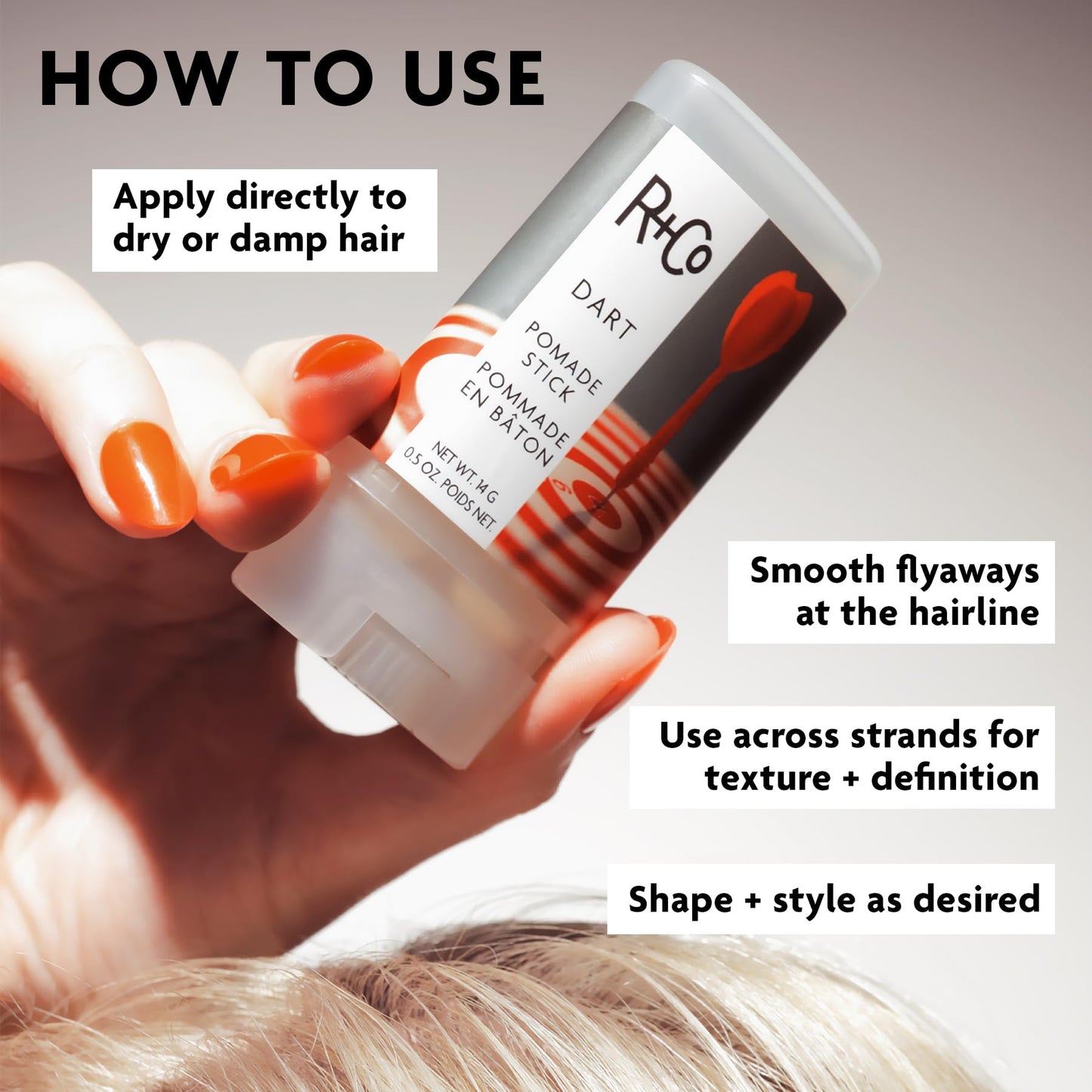 R+Co Dart Hair Wax Stick | Tame Flyaways, Sculpt & Polish | Long-Lasting Texture | Vegan + No Parabens | 0.5 Ounce (Pack of 1)