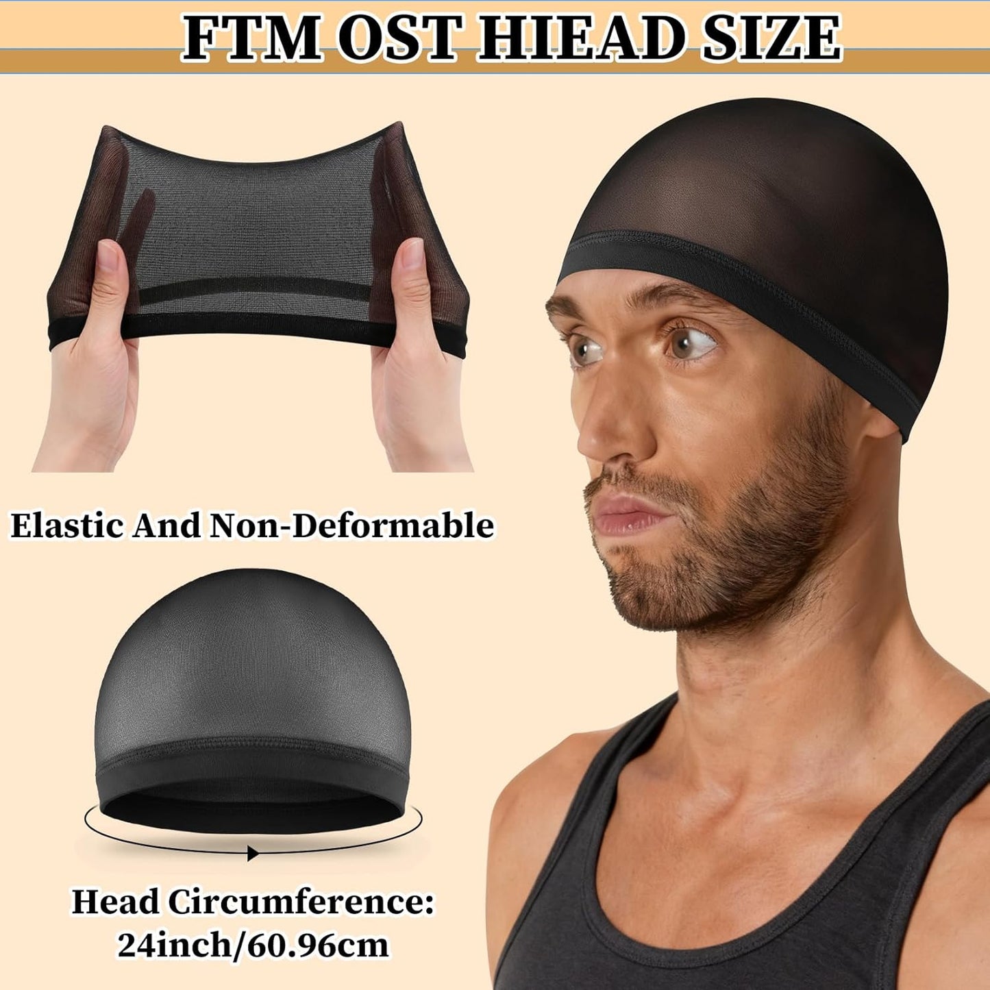 Wave Caps for Men - Stretchy Nylon Skull Cap | 10/20/50 Pcs Anti-Slip Breathable Sleep Cap
