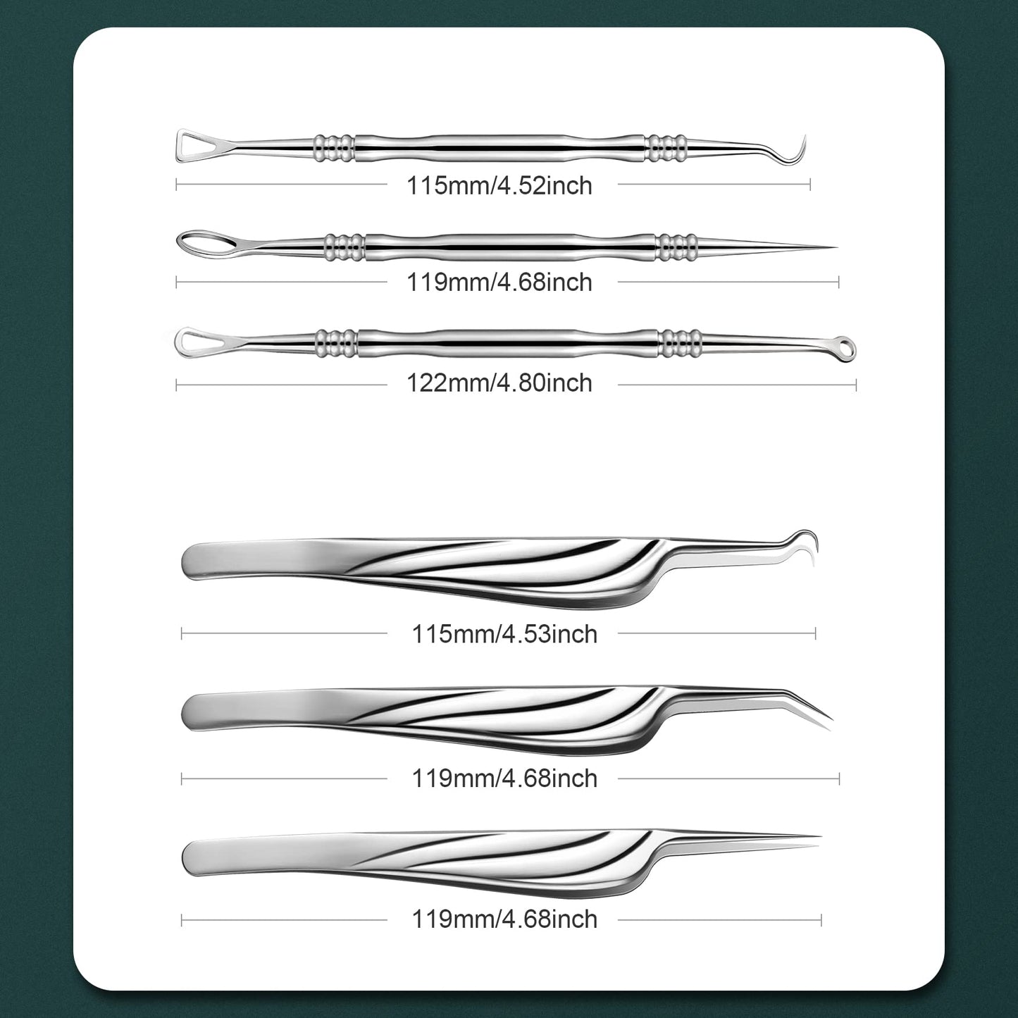 FVION Blackhead and Acne Extractor Kit, Professional Pimple Popper Tool Kit, Acne Tweezers and Blackhead Remover Tools for Face, 6 PCS Surgical Extractor Pimple Popping Tools