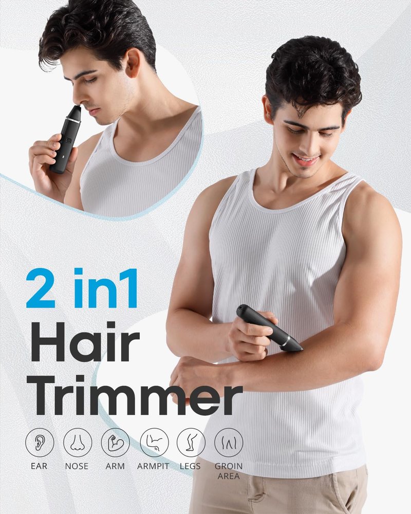 VG VOGCREST Electric Bikini Trimmer for Men: 2 in1 Body Facial Hair Remover - Painless Pubic Hair Shaver (Black)