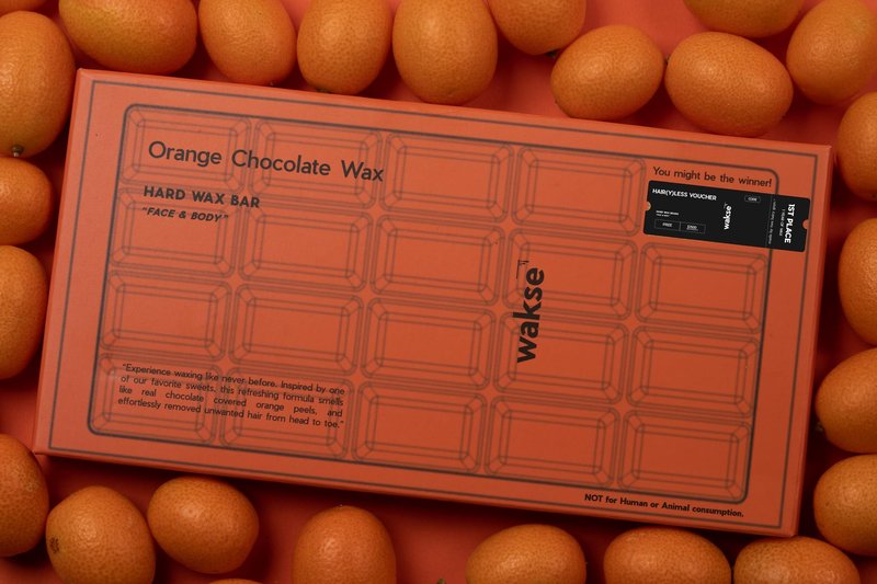 wakse Orange Chocolate Hard Wax Bar, For Face & Body Hair Removal, Stripless, Chocolate Orange Scented