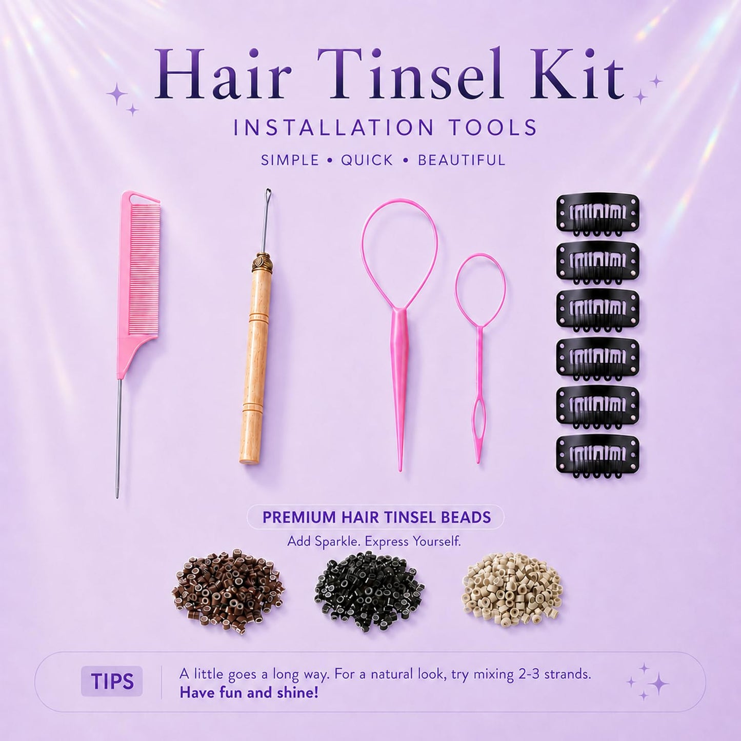 Hair Tinsel 24 Colors Glitter Tinsel Hair Extensions for Women Girls