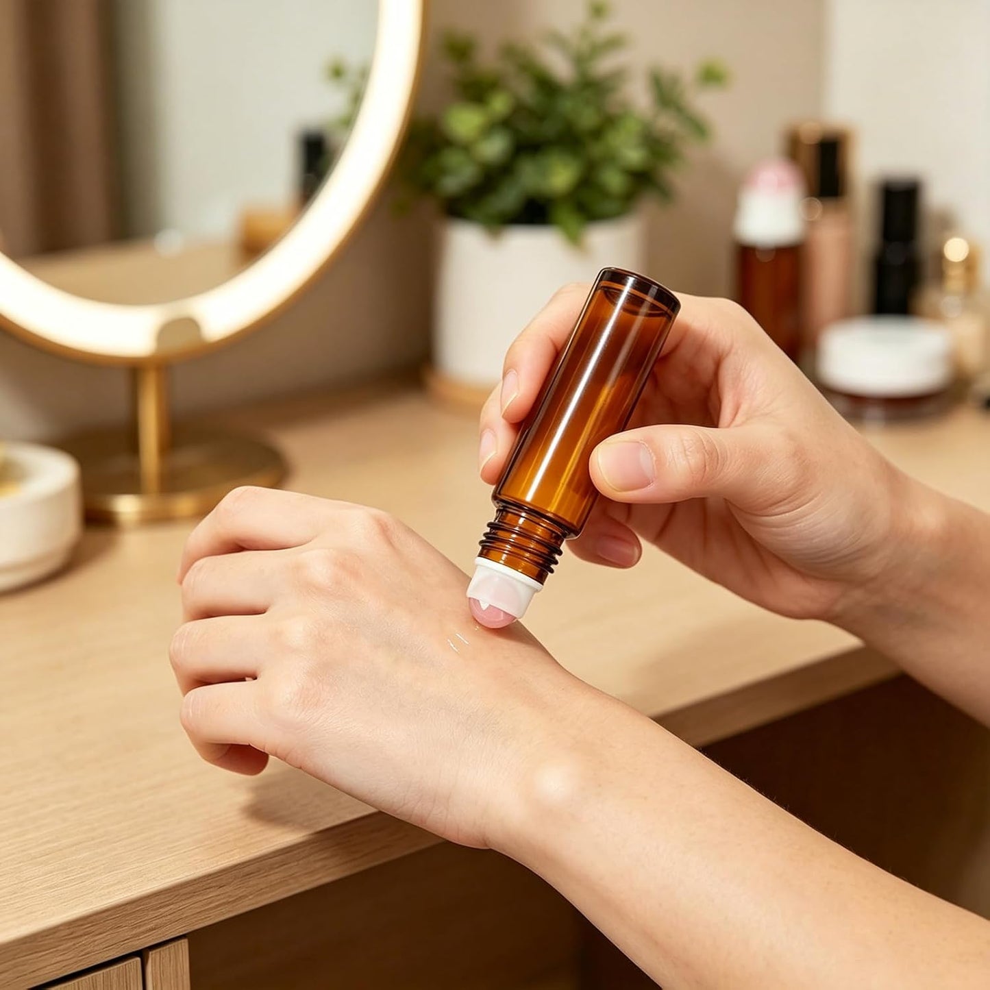 Essential Oils Roller Bottles - 10 Pack 10ml Leakproof Amber & Clear Glass | Rose Quartz & Stainless Steel Balls for Perfume & DIY