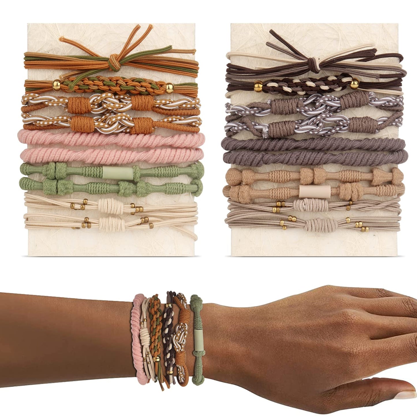 25 Pcs Hair Tie Bracelets - Stylish Boho Hair Ties for Women | No Damage Ponytail Holders in 6 Trendy Colors