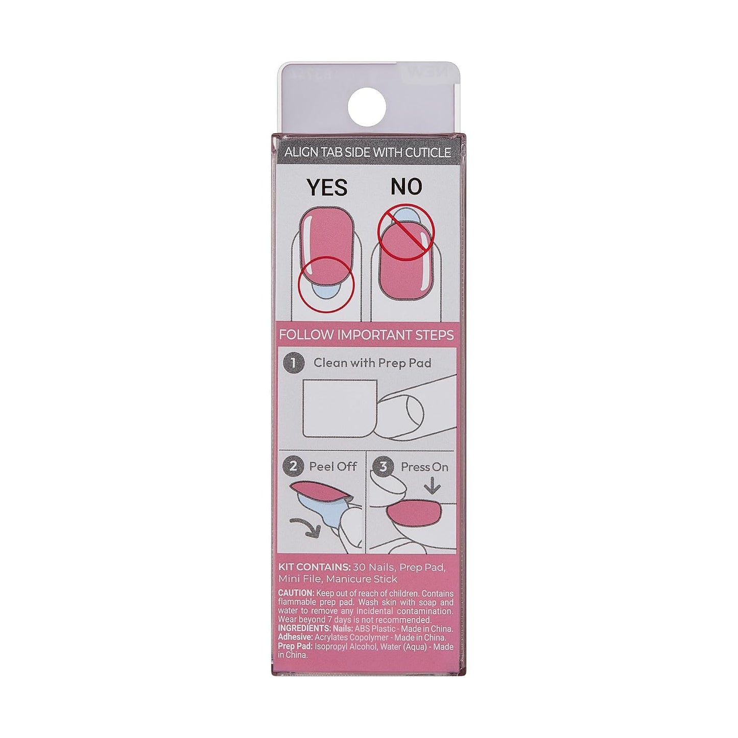 Kiss Impress Press-On Nails Kit - 30 Petal Pink Peel & Stick Short Squoval | Glossy Gel Finish, Includes Prep Pad & Mini File