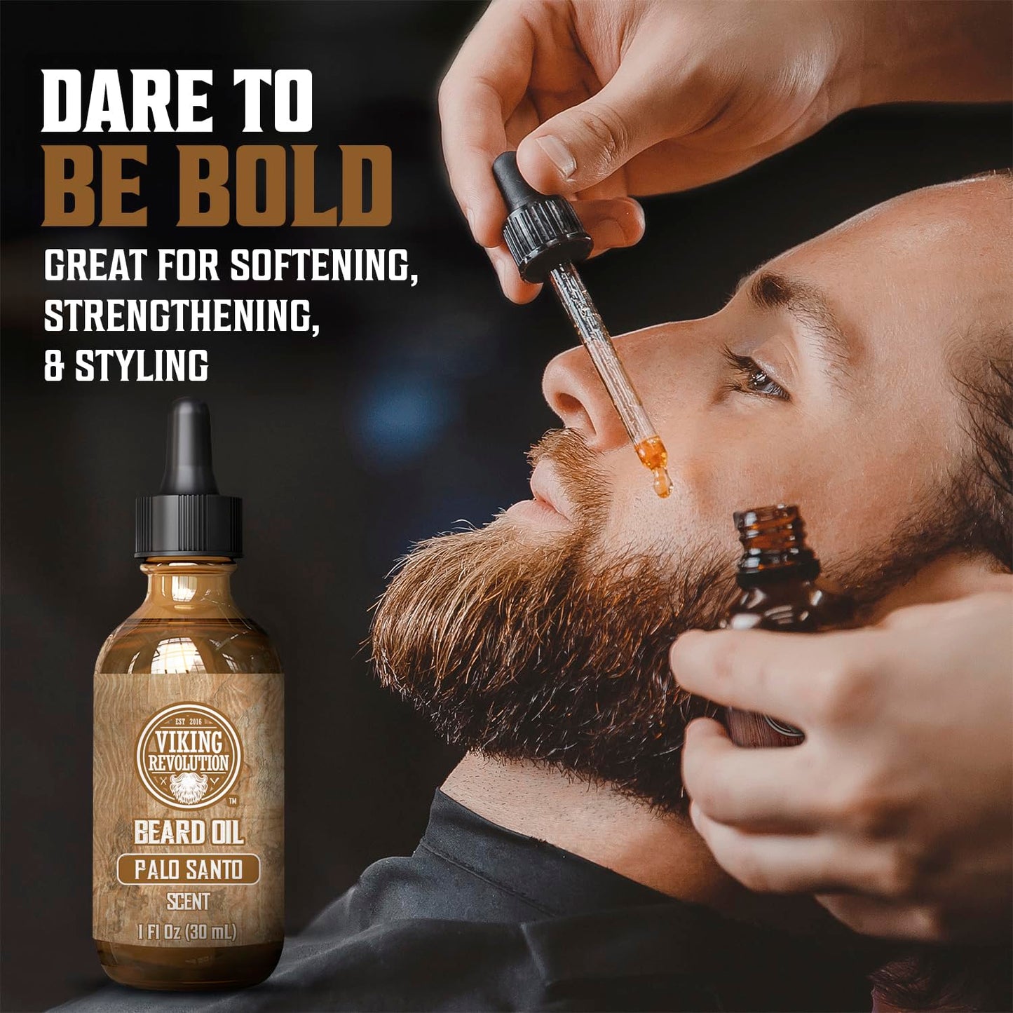 Viking Revolution Palo Santo Beard Oil for Men - Natural Mens Beard Oil with Argan Oil and Jojoba Oil - Beard Softener, Strengthens and Moisturizes - Beard Conditioner for Men (Palo Santo, 1 Pack)