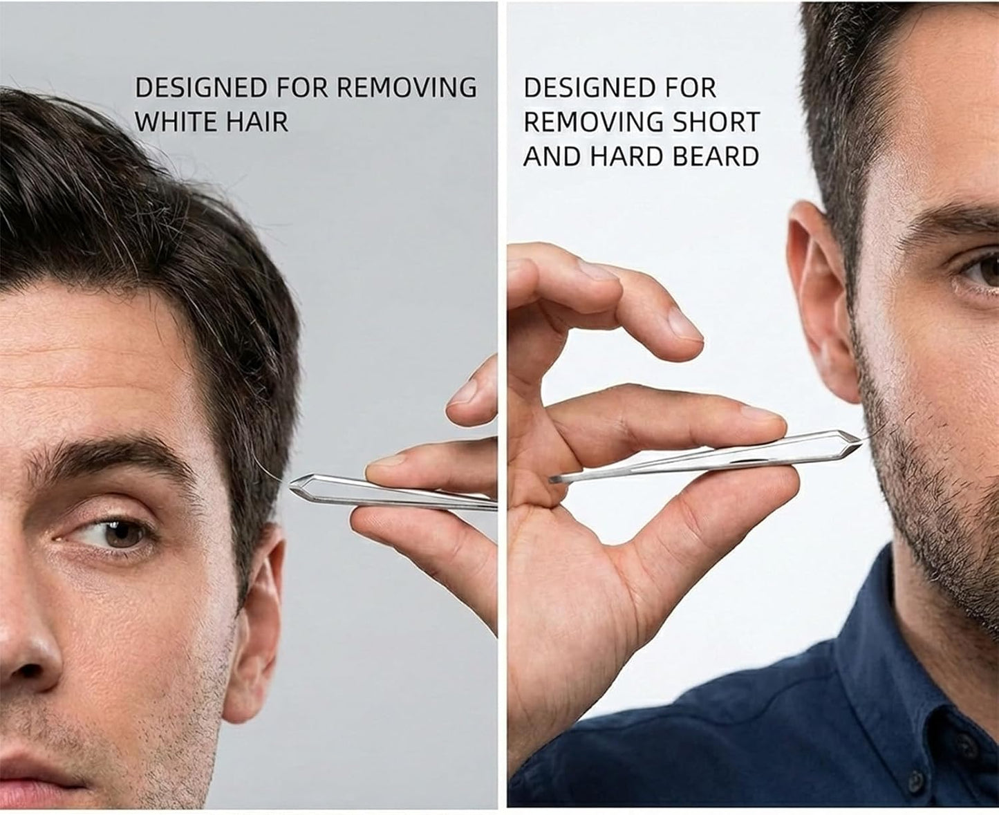 Beard Tweezers - Stainless Steel Precision Tool for Fine Hair Removal | 5mm Tip, Clear Box