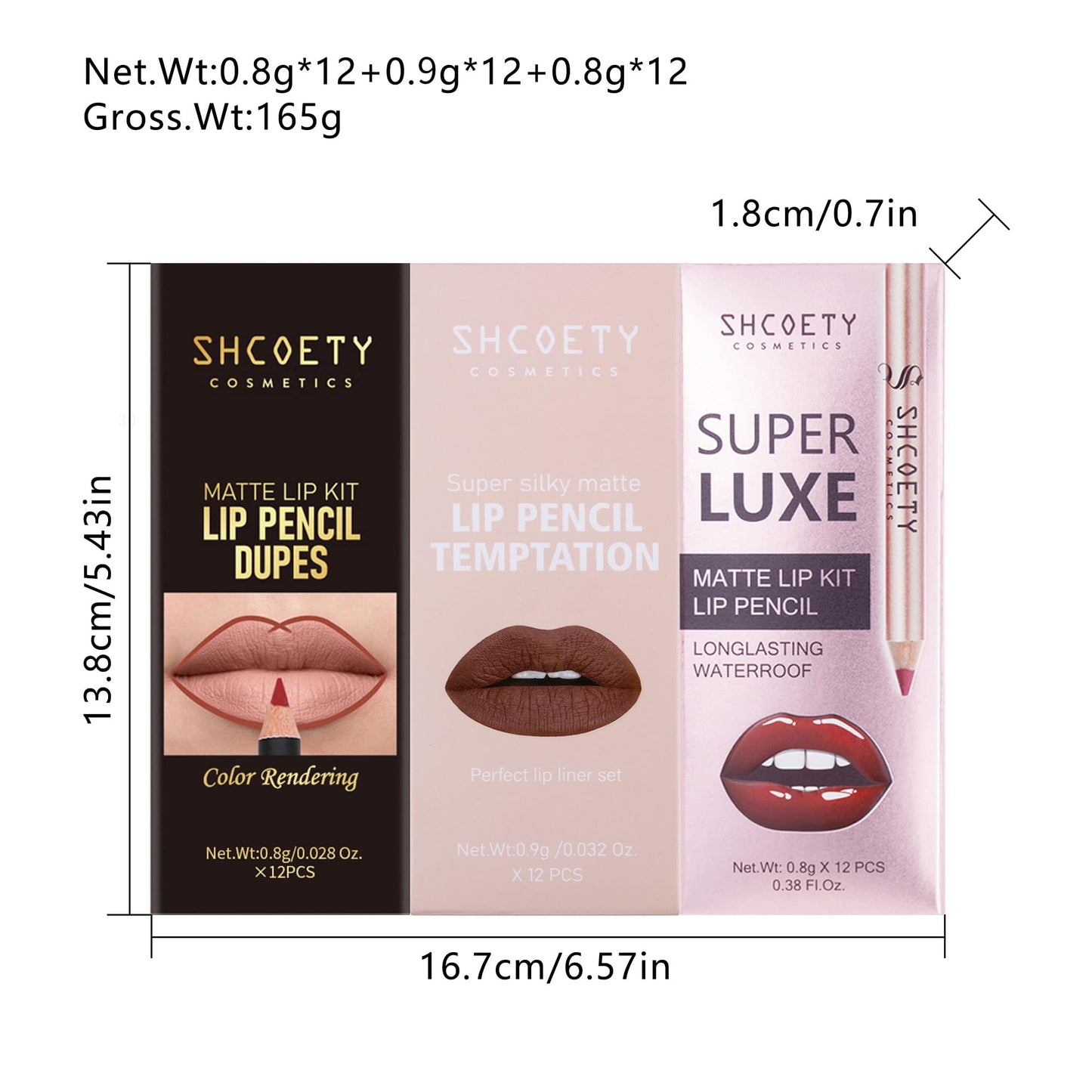 SHCOETY Matte Lip Liner Set, 36 Pieces Waterproof Lip Pencils,Assorted Colors