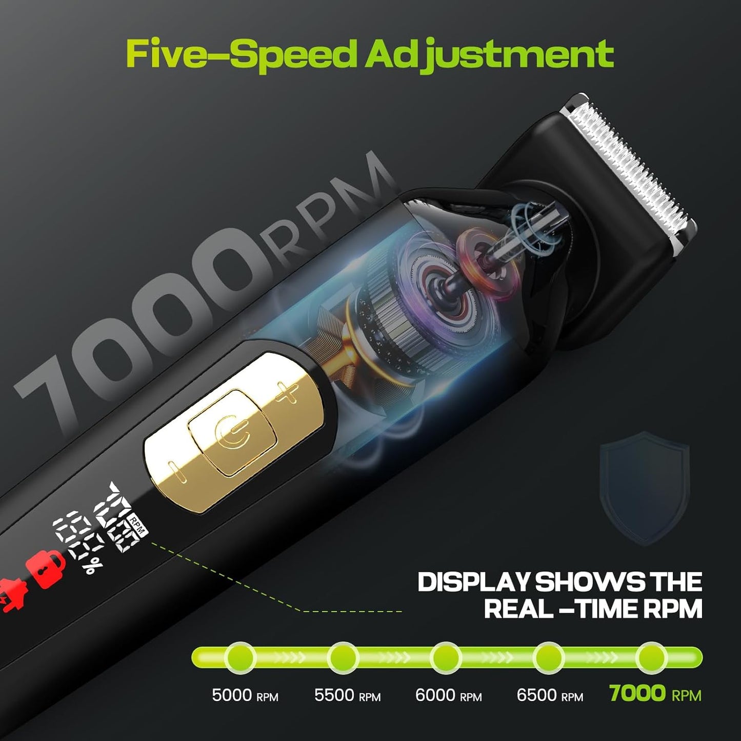 Electric Body Hair Trimmer for Men - Multi-Angle Ceramic Blade, LED Screen, IPX6 Waterproof | 7000RPM Speed, USB Charging