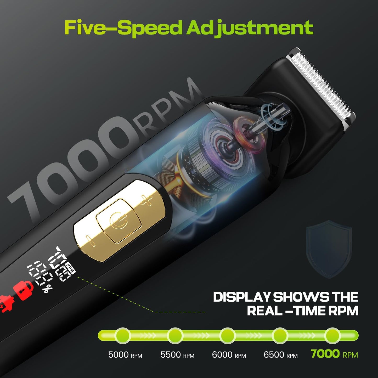 GTS PRO Electric Body Hair Trimmer for Men - Multi-Angle Ceramic Blade with LED Screen & 7000RPM Adjustable Speed, IPX6 Waterproof Pubic/Ball/Groin Shaver Kit, USB/Dock Charging, 90min Runtime, Box