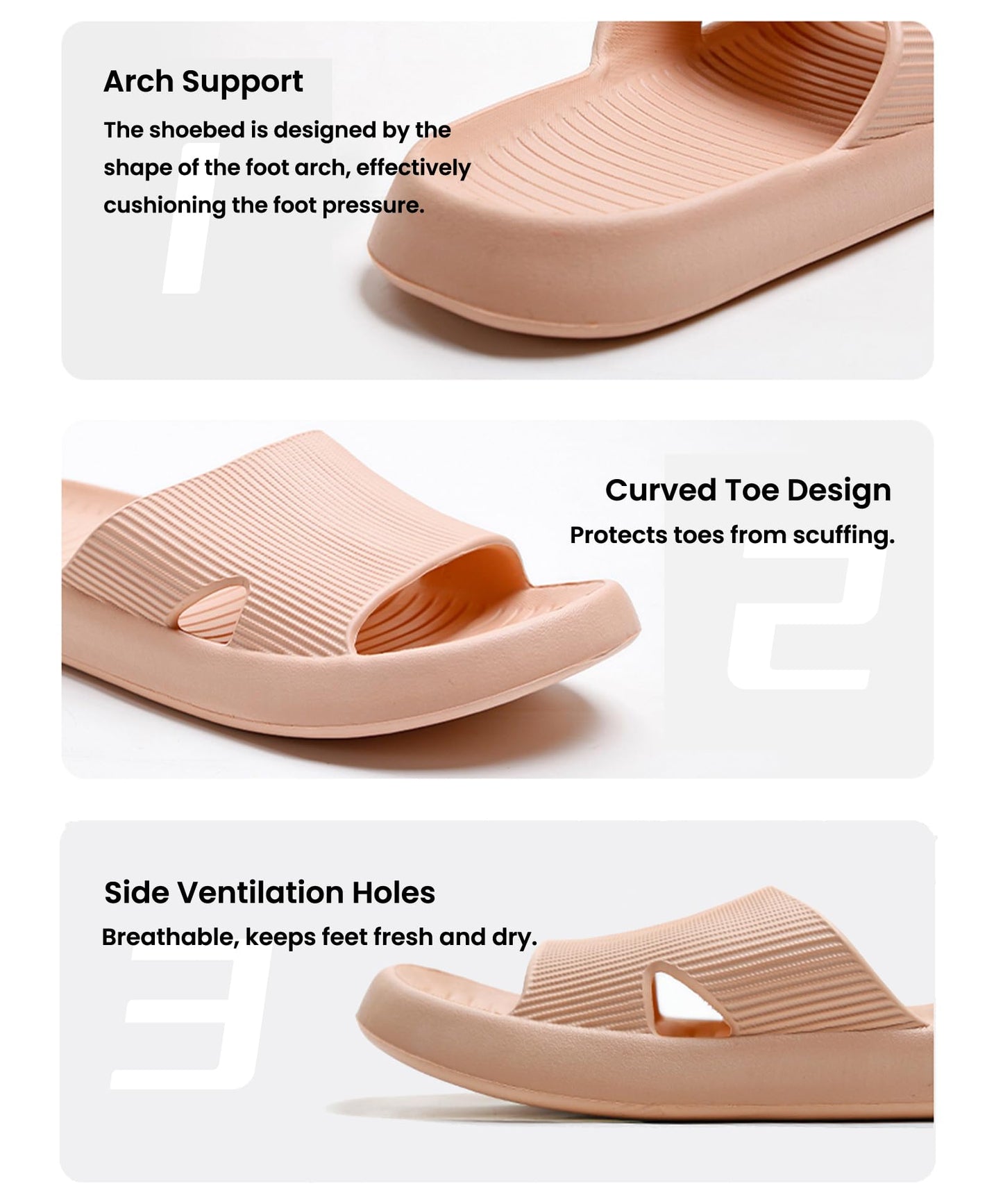 Anmerl Shower Shoes for Men and Women, Soft Lightweight Quick-Drying & Non-Slip House Slippers Slides for Bathroom, Pool, Beach, Indoor & Outdoor