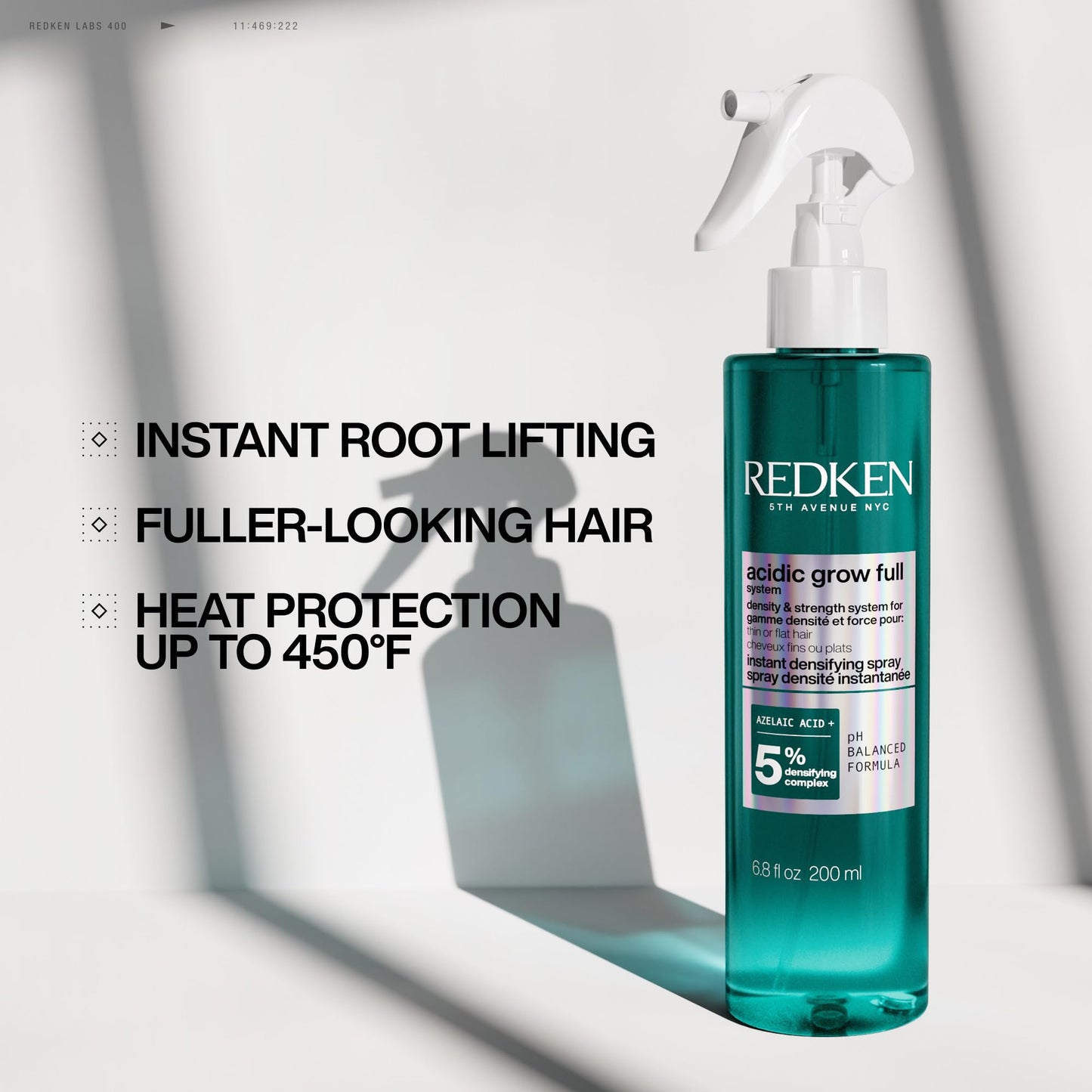 Redken Acidic Grow Full Instant Densifying Spray - Lightweight Root-Lift Hair Spray for Fuller, Thicker-Looking Hair, With Azelaic Acid, Heat Protection up to 450°F, 6.8.Fl Oz