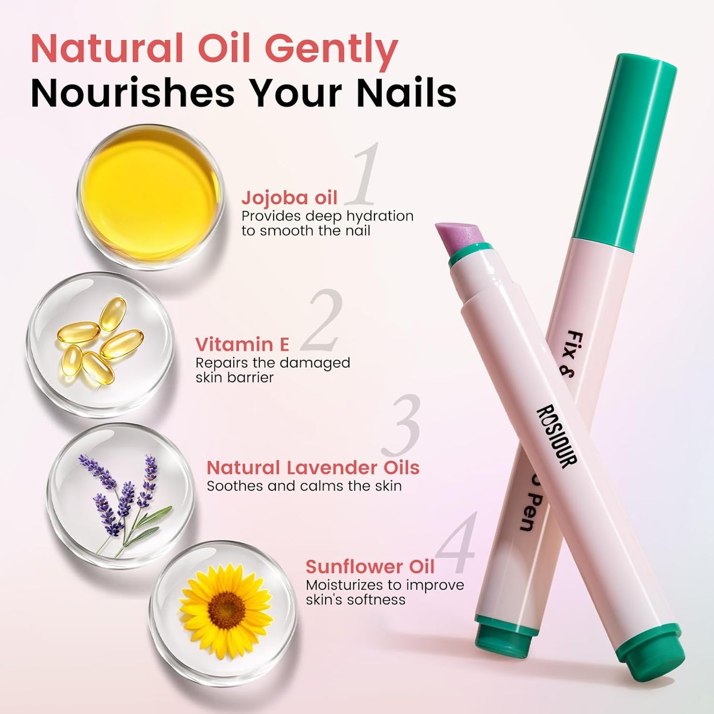 Ceramic Cuticle Oil Pusher Pen | Nail Care Tool Kit for Hangnails & Dry Nails - Includes Clipper & Buffer