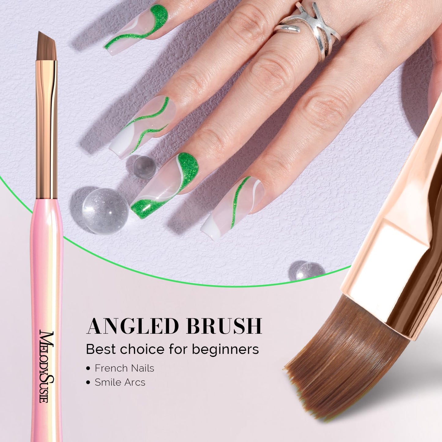MelodySusie 3Pcs Nail Art Clean Up Brushes,Flat/Oval/Angled Gel Nail Brushes,For Nail Art Design Painting DIY and Cleaning Polish Mistake on the Cuticles Or Gel Application