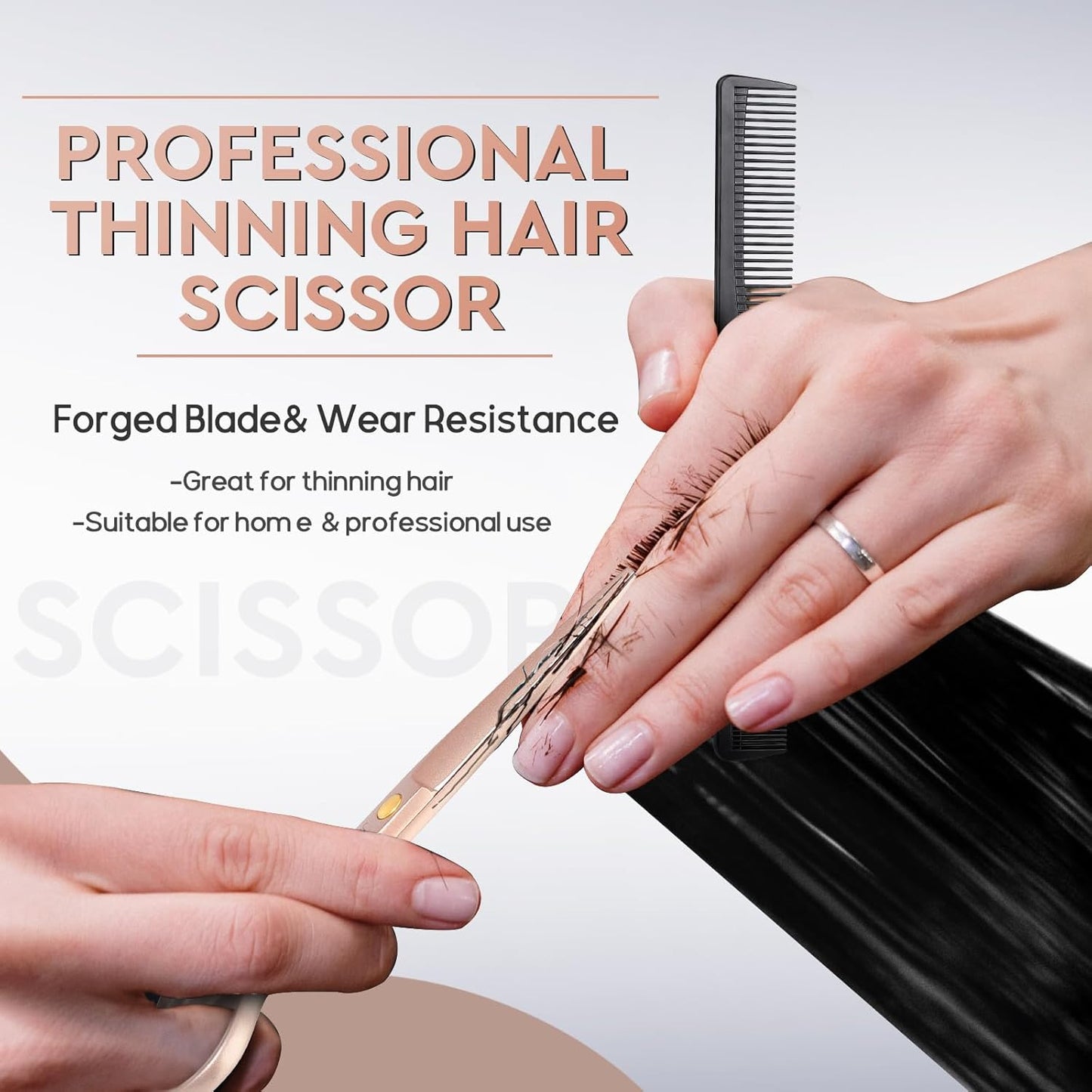 JASON Hair Cutting Scissors Set - 10-Piece Thinning & Texturizing Shears for Men & Women | Rose Gold 6.0"