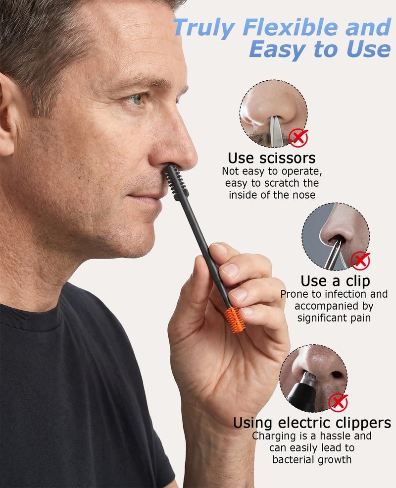 Waaqkid 9 PCS Nasal Hair Cutter for Women Men, 2-in-1 Manual Nose Hair Trimmer with Case