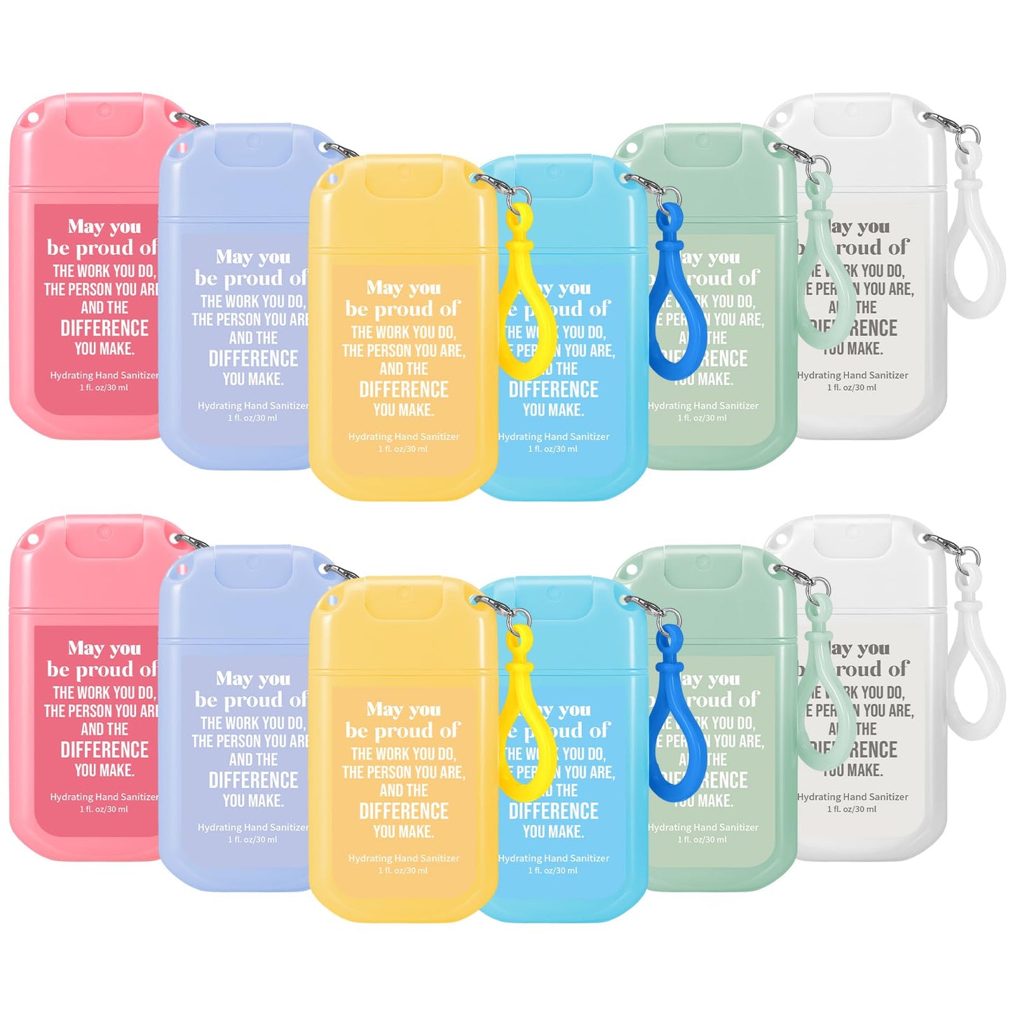 12 Pack Mist Hand Sanitizer Spray with Keychain Power Mini Hand Sanitizer Bulk Travel Size 1oz Scented Moisturizing Variety Pack Back to School Teacher Gift Staff Positive Employee Gift(Sweet)