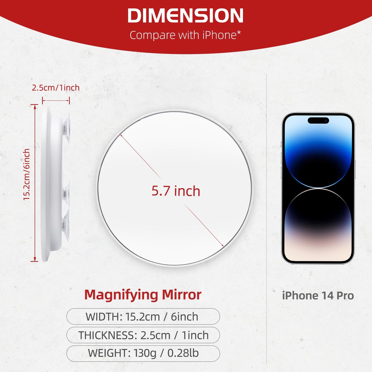 20X Magnifying Mirror and Tweezers Kit, 6 Inch Compact Size, 20X Magnification with 3 Suction Cups Wall Mounting, Portable Makeup Magnified Mirror for Women Men