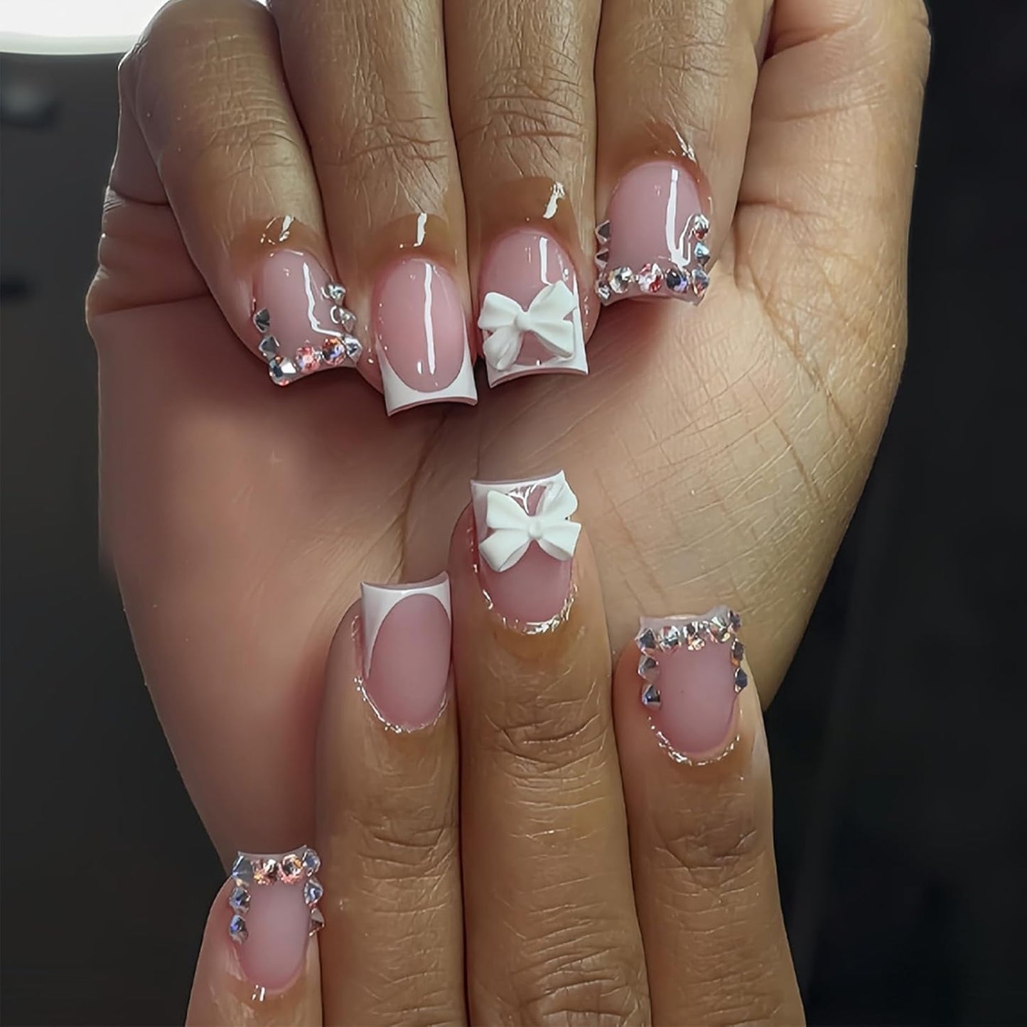 Floral Press-On Nails - 24Pcs Short Almond Acrylic with 3D Ocean Seashell & Turtle Design | Blue Sea Full Cover for Women