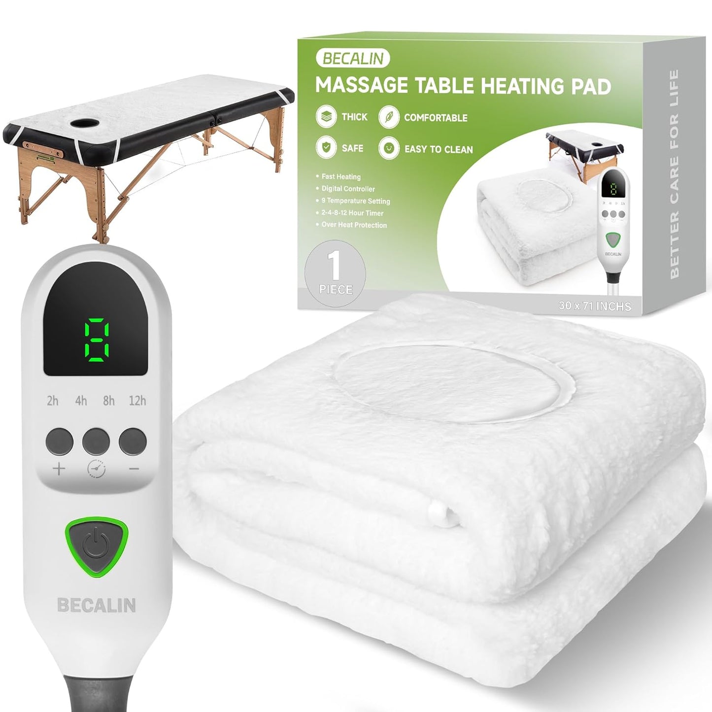 Massage Table Warmer - Professional Heating Pad with 9 Heat Settings & Timer | 30" x 71" for Spa & Massage