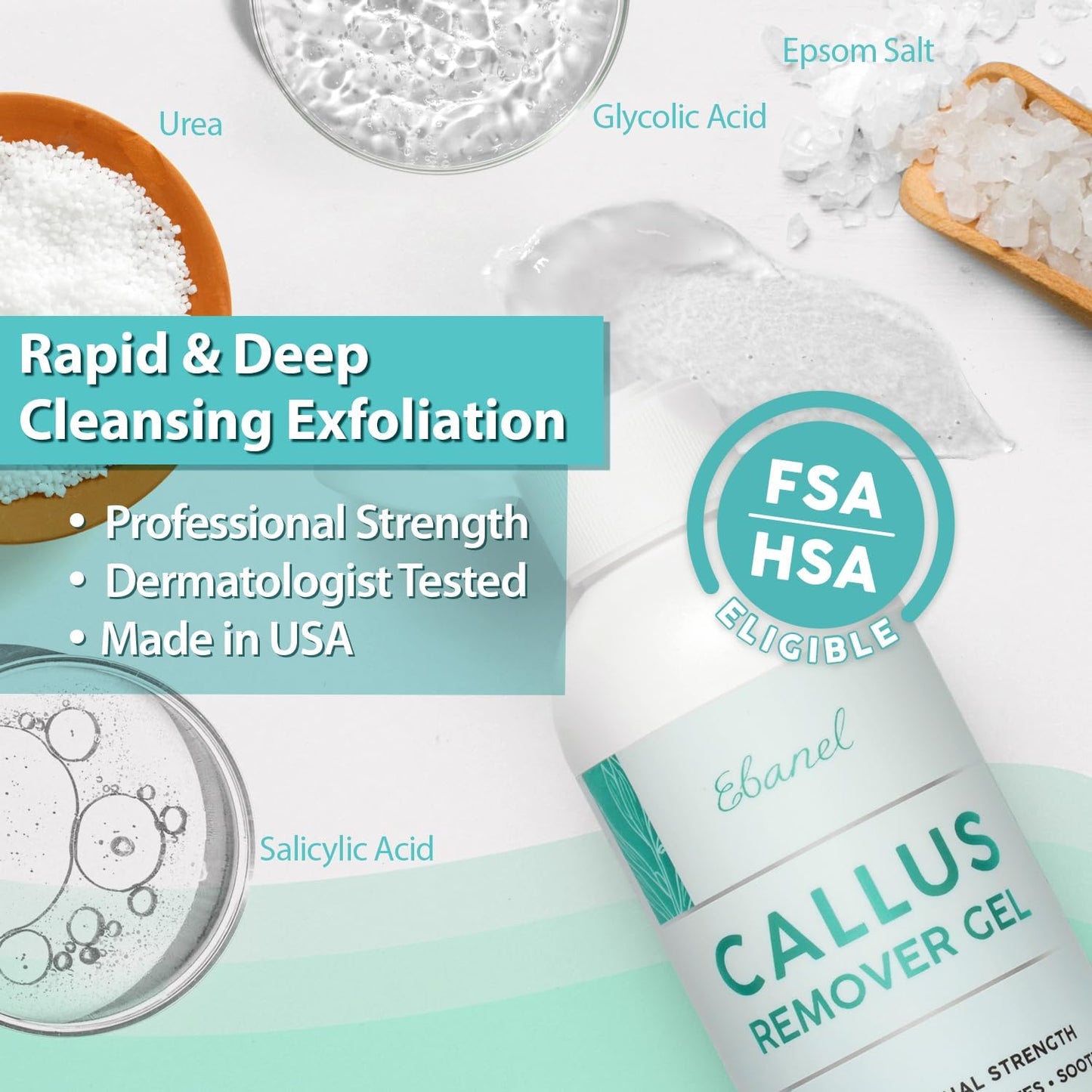 Professional Callus Remover Set - Urea Cream 40% & Salicylic Acid 2% | Exfoliating Gel for Feet & Toenails