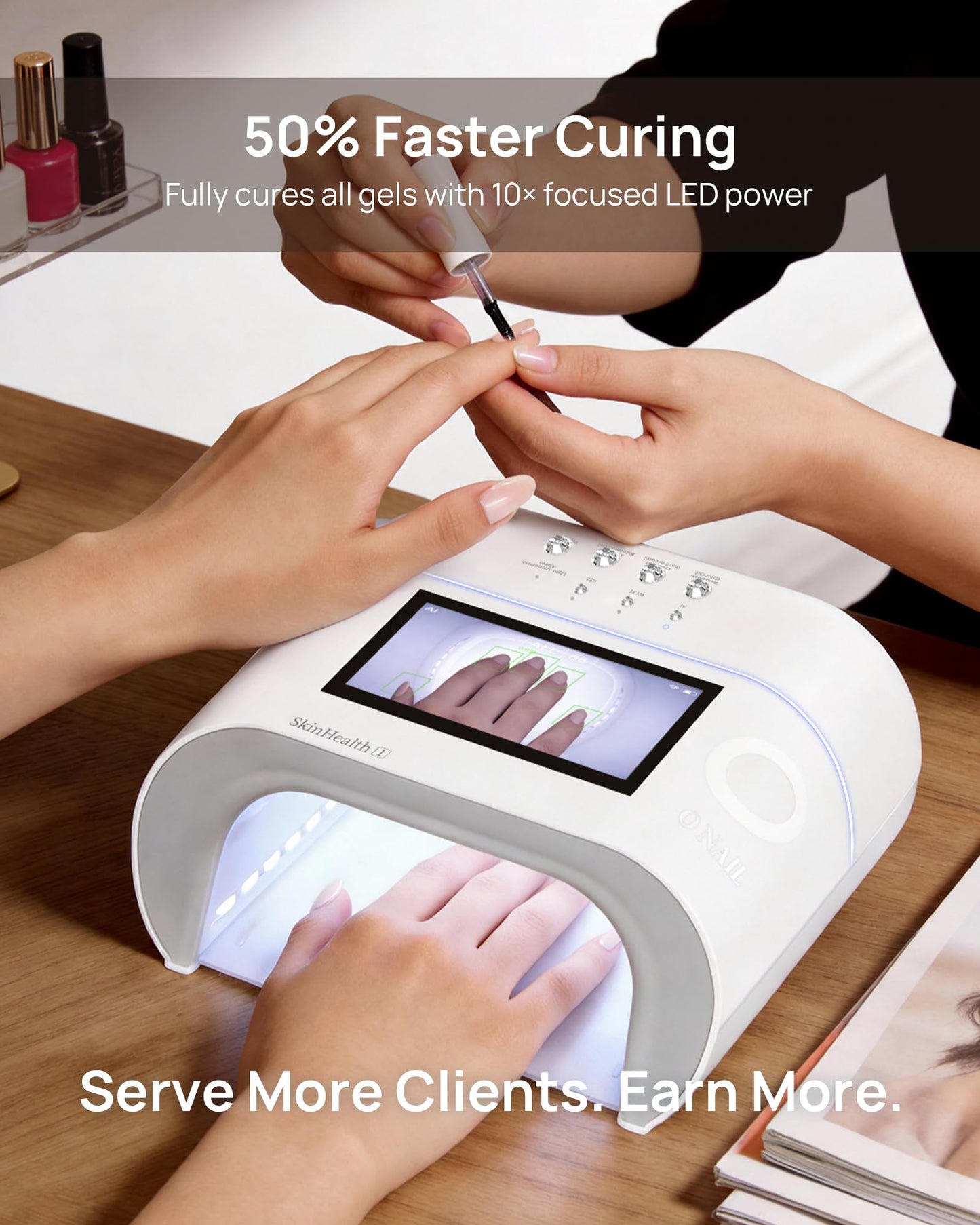 AI UV LED Nail Lamp for Gel Nails - O NAIL Smart Precision Scan Reduces UV Exposure, 109 LED Nail Dryer with HD Display, 2X Fast Curing Light for Professional Salon & Home (Battery Not Included)
